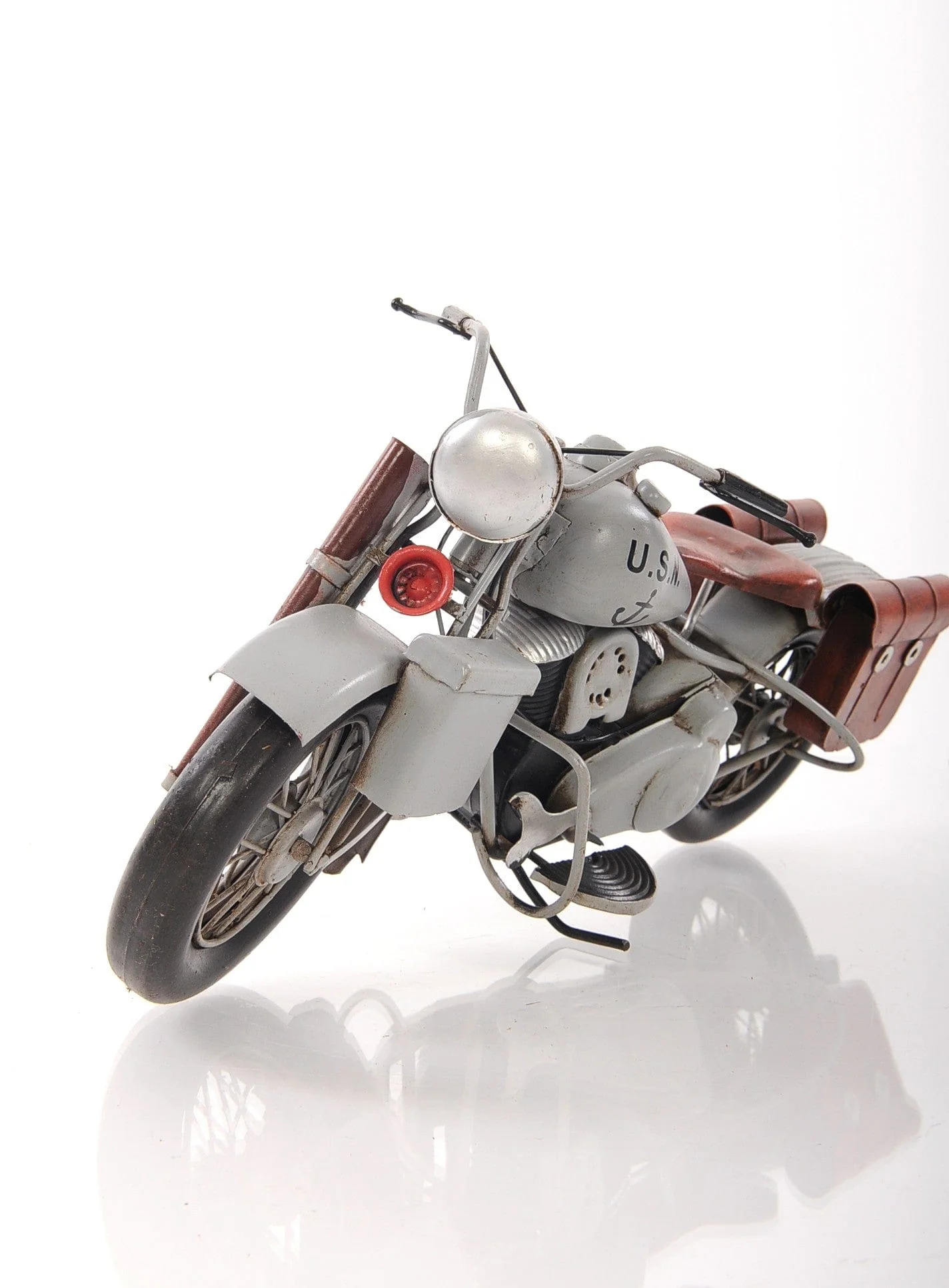 6" Grey Metal Hand Painted Decorative Motorcycle - Image 4