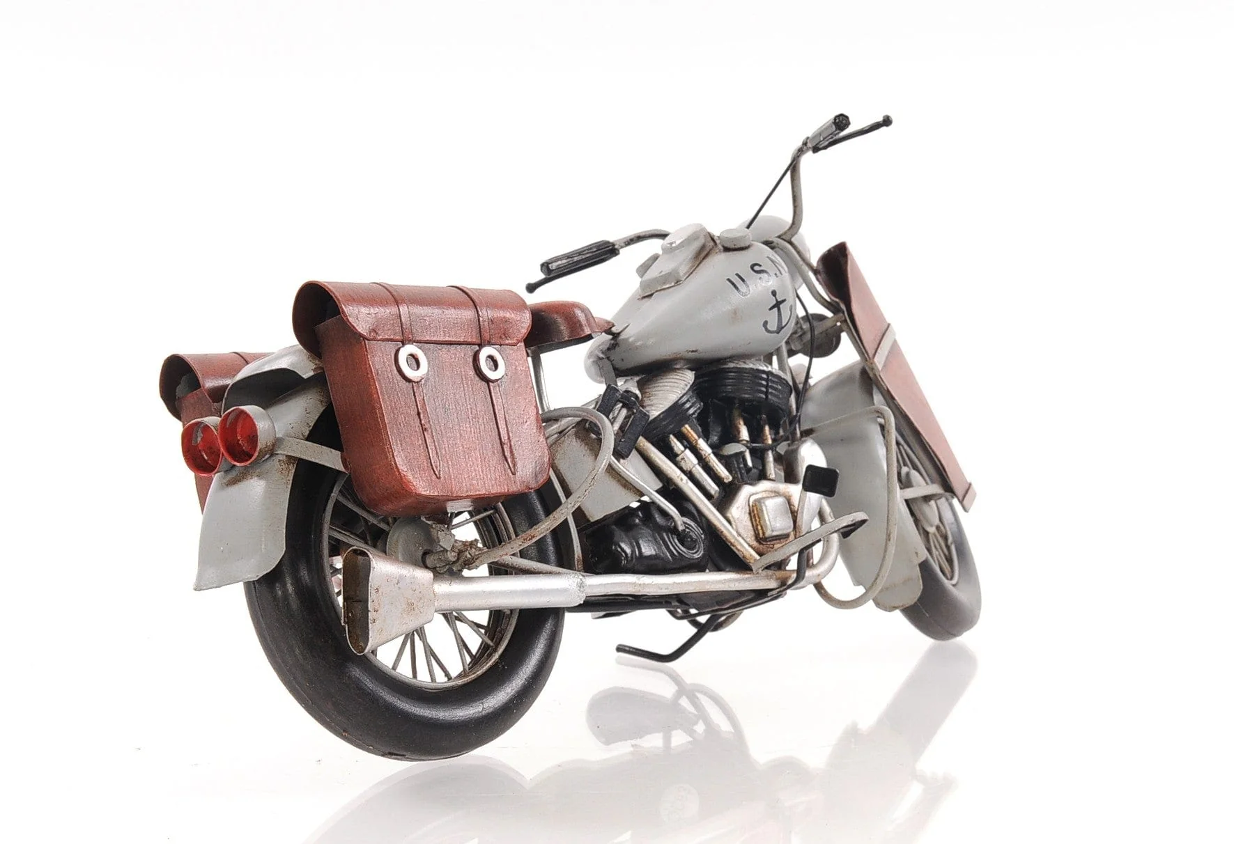 6" Grey Metal Hand Painted Decorative Motorcycle - Image 5