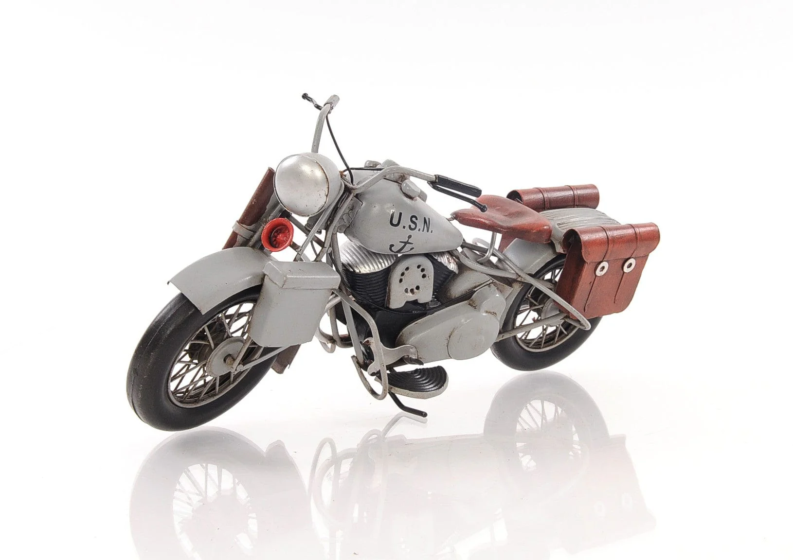 6" Grey Metal Hand Painted Decorative Motorcycle - Image 6