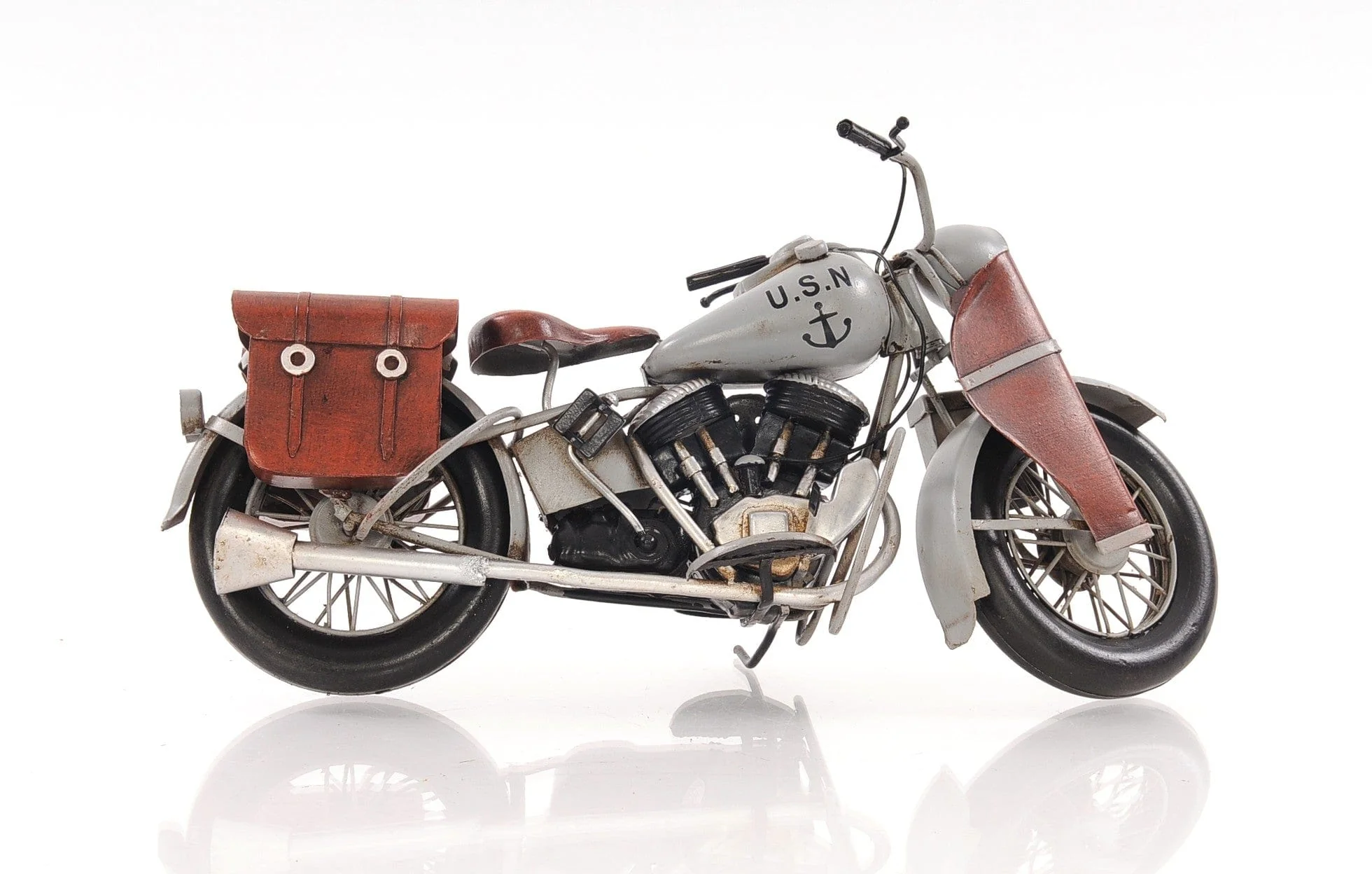 6" Grey Metal Hand Painted Decorative Motorcycle - Image 7