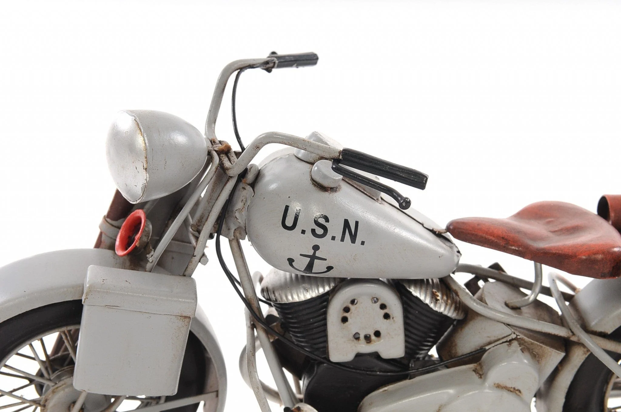 6" Grey Metal Hand Painted Decorative Motorcycle - Image 8