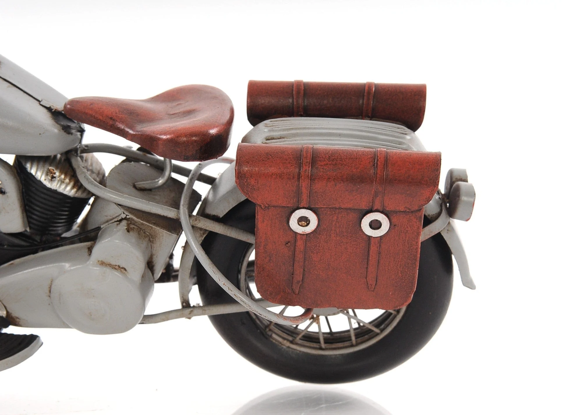 6" Grey Metal Hand Painted Decorative Motorcycle - Image 9