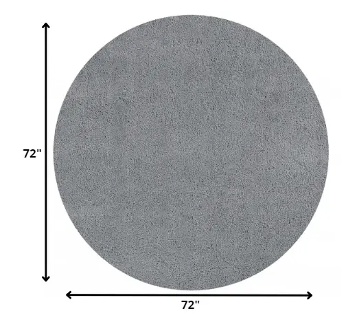 6' Grey Round Indoor Shag Rug - Image 6