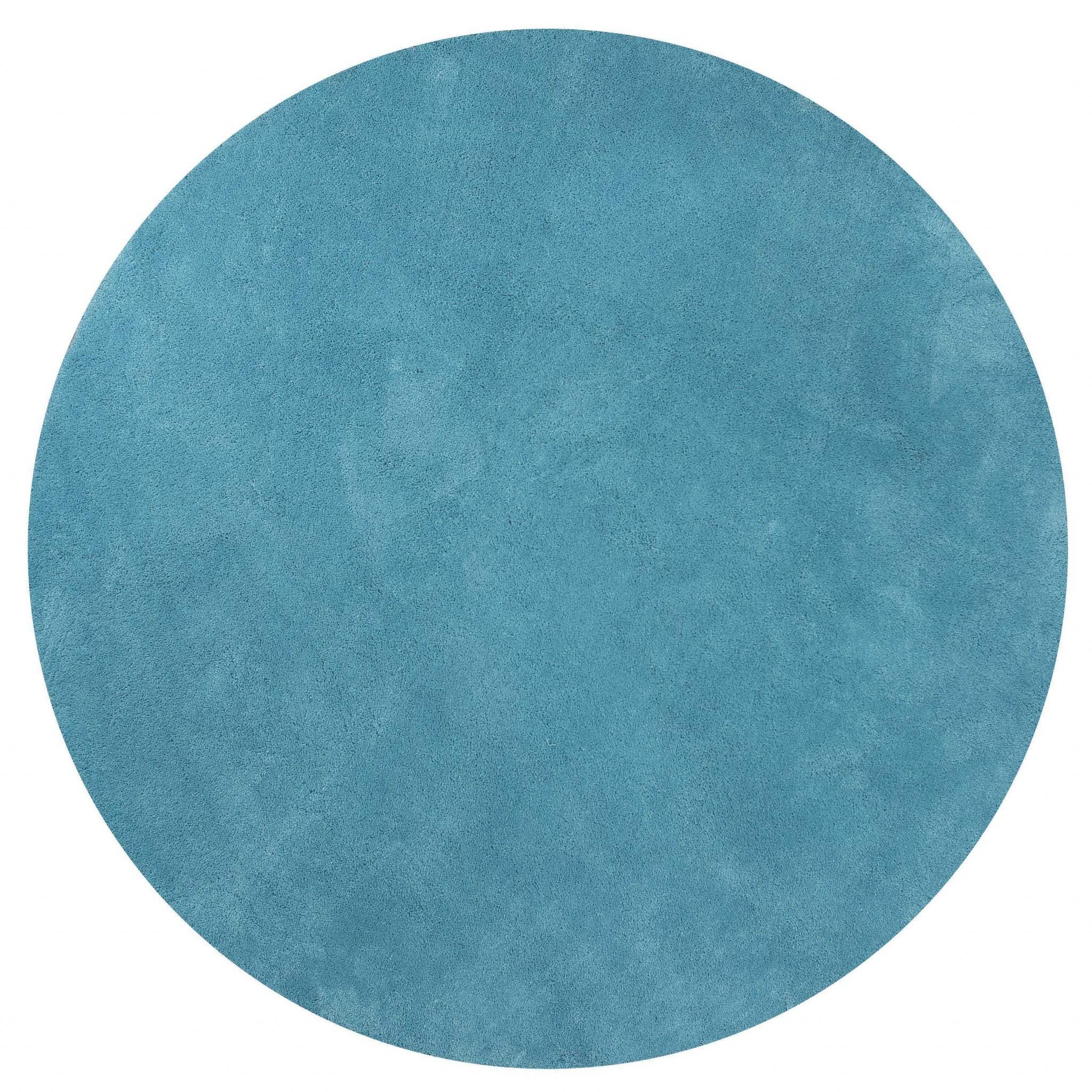 6' Highlighter Blue Round Indoor Shag Rug - Image 2