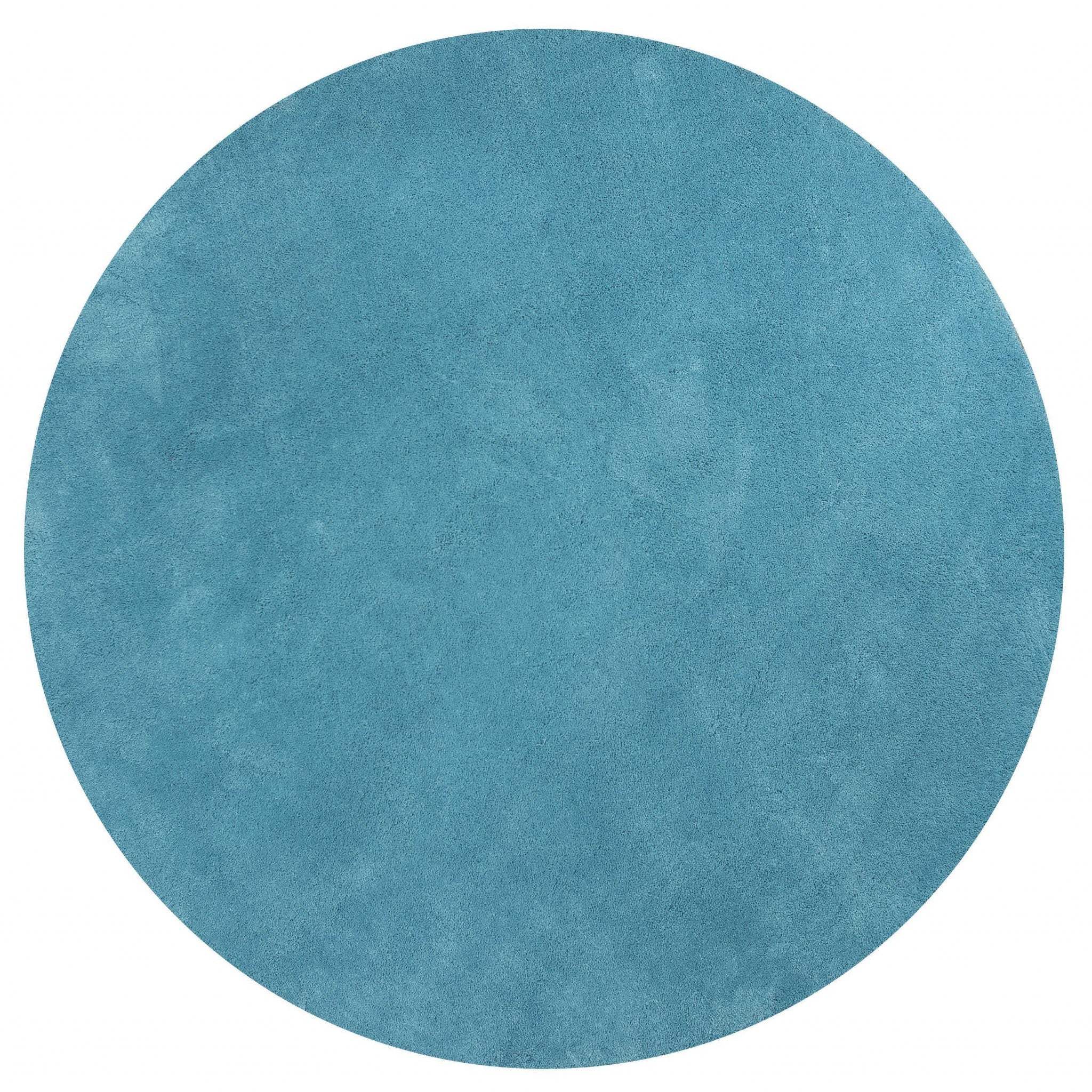6' Highlighter Blue Round Indoor Shag Rug - Image 3