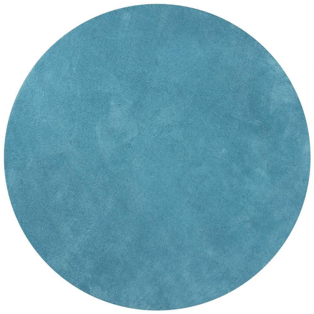 6' Highlighter Blue Round Indoor Shag Rug - Image 4