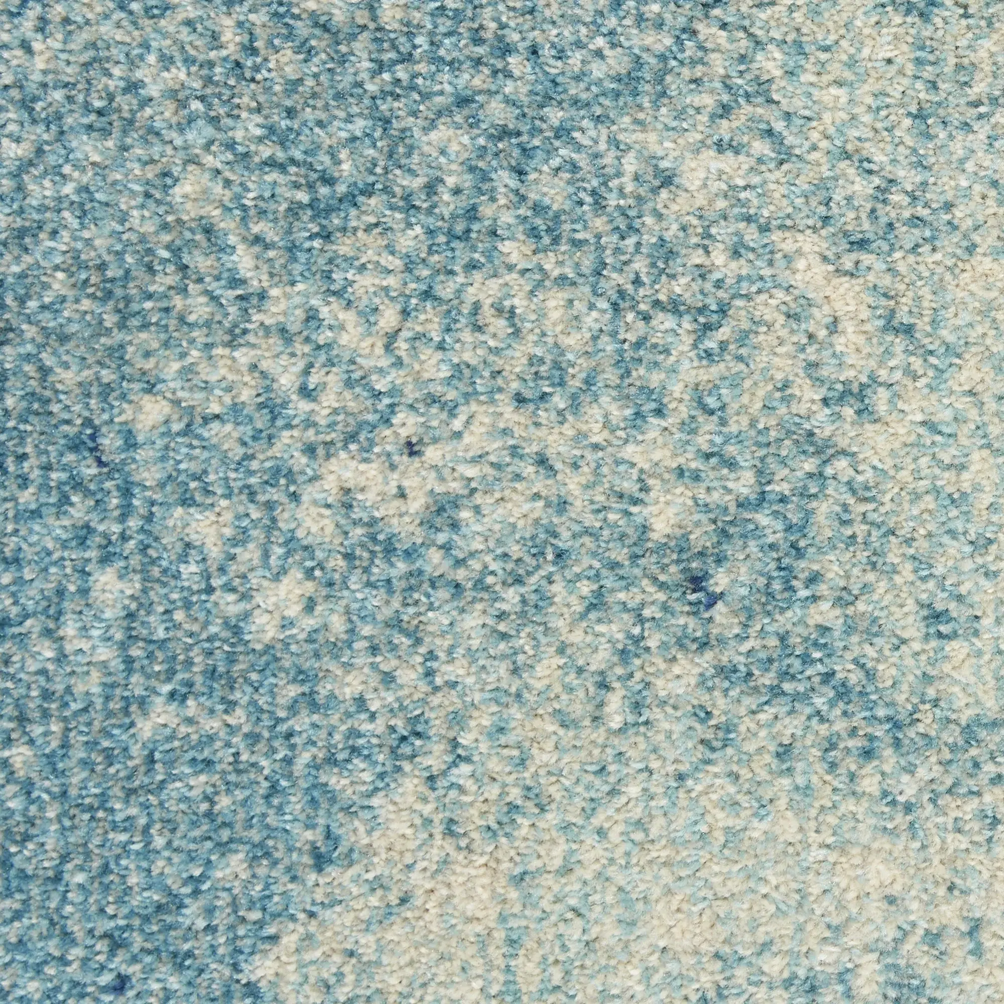 6' Ivory And Blue Abstract Power Loom Runner Rug - Image 2