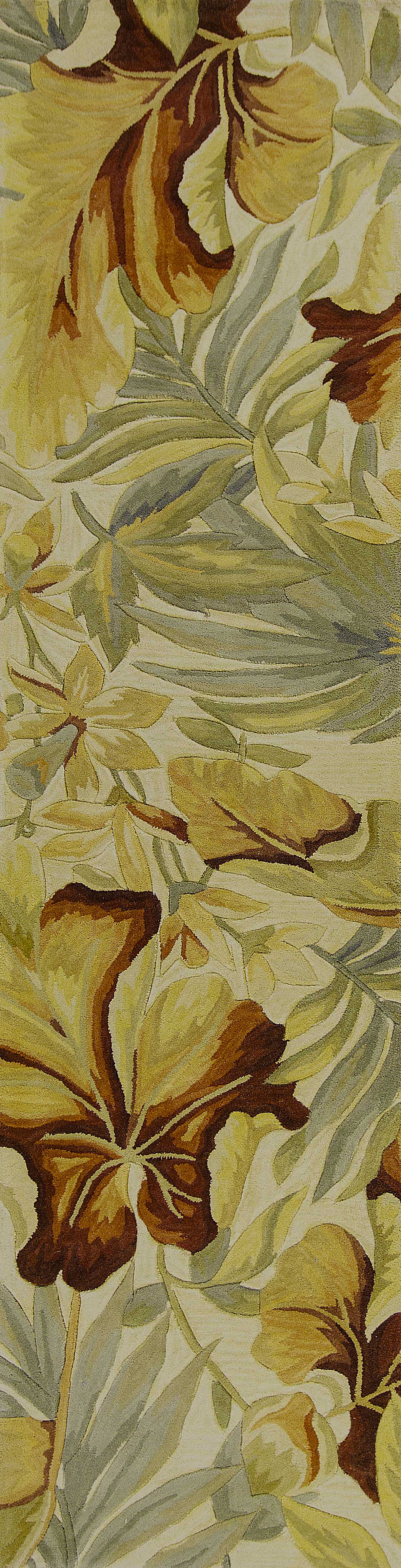6' Ivory Hand Tufted Tropical Plants Round Indoor Area Rug - Image 2
