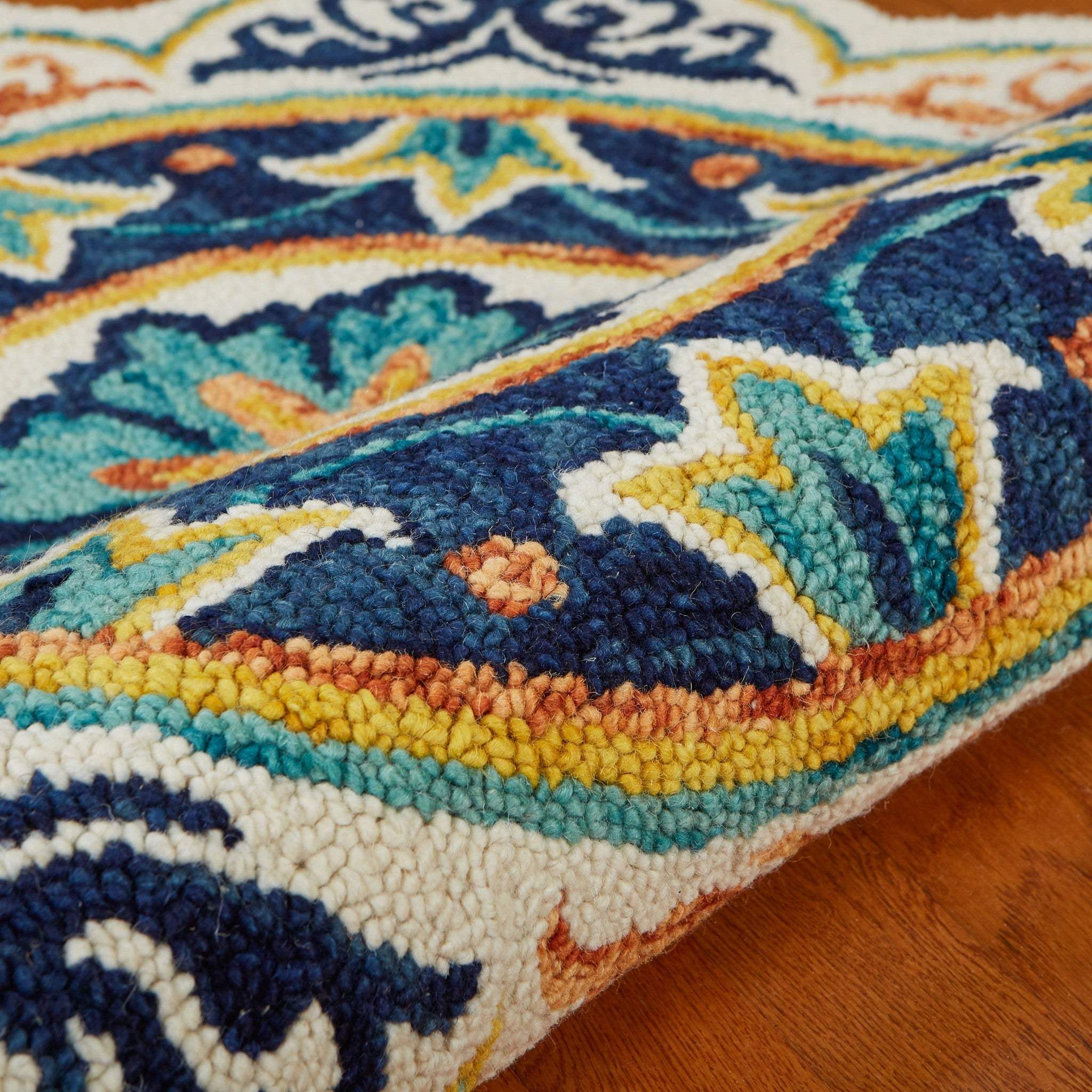 6' Ivory Round Wool Geometric Hand Tufted Area Rug - Image 8