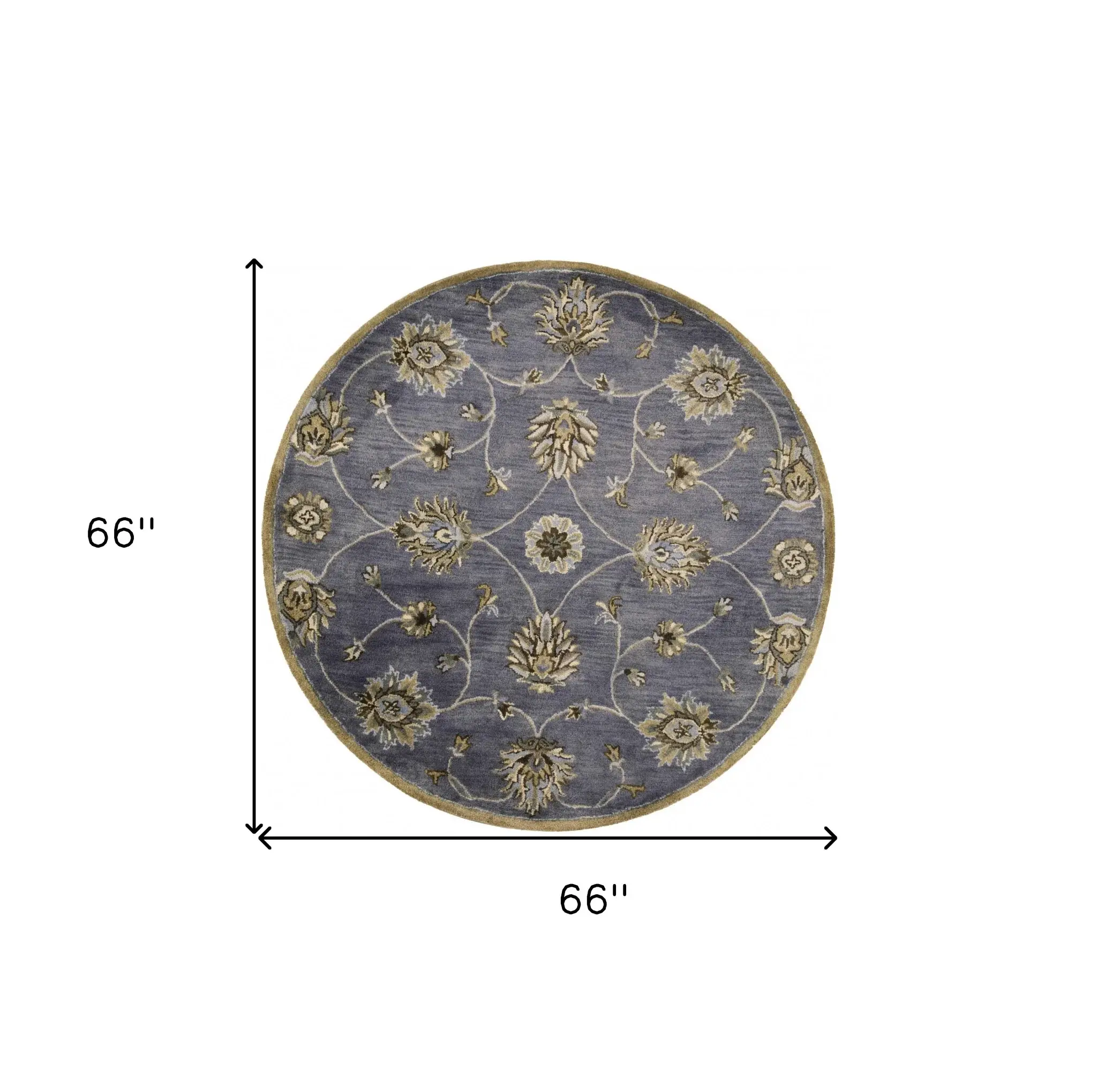 6' Midnight Blue Hand Tufted Traditional Round Indoor Area Rug - Image 3