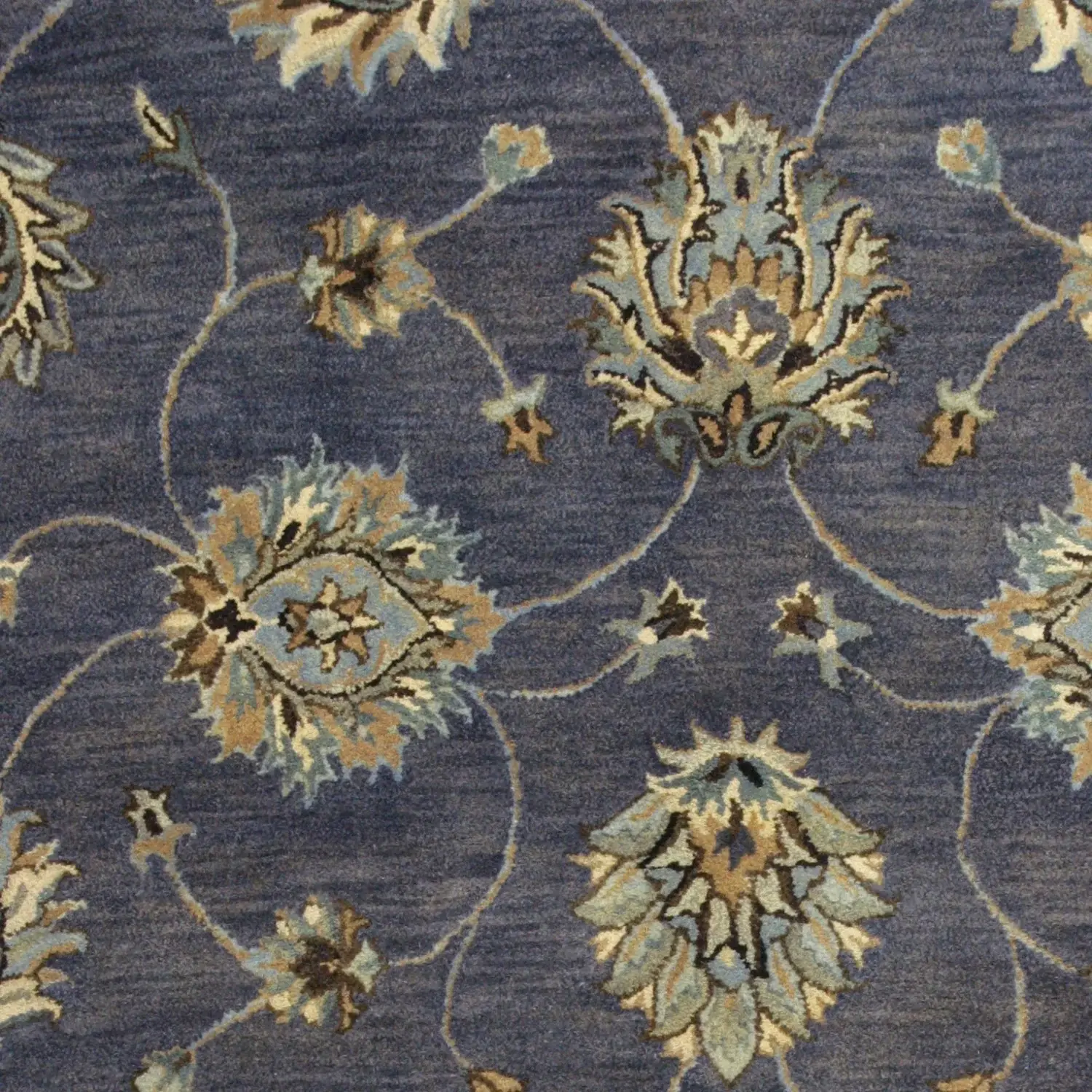 6' Midnight Blue Hand Tufted Traditional Round Indoor Area Rug - Image 5