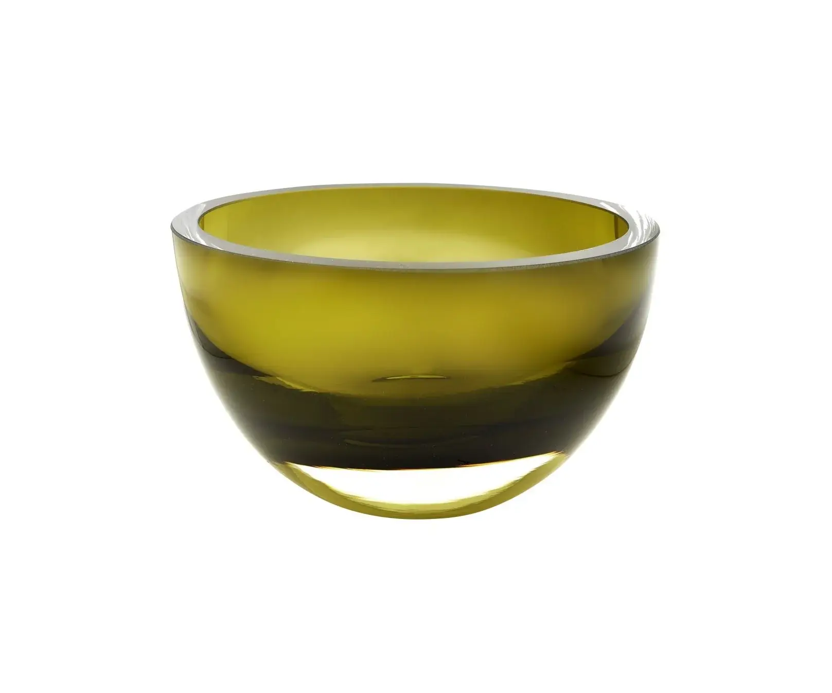 6" Moss Green Mouth Blown Crystal Thick Walled Bowl - Image 4