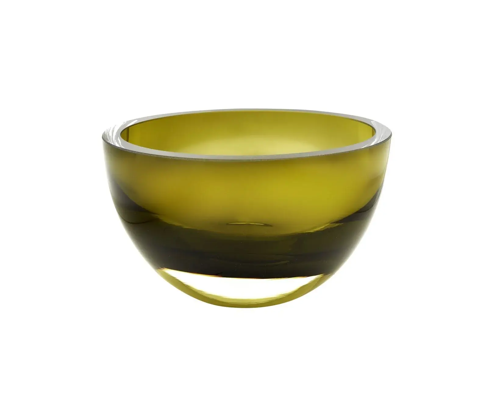 6" Moss Green Mouth Blown Crystal Thick Walled Bowl - Image 6