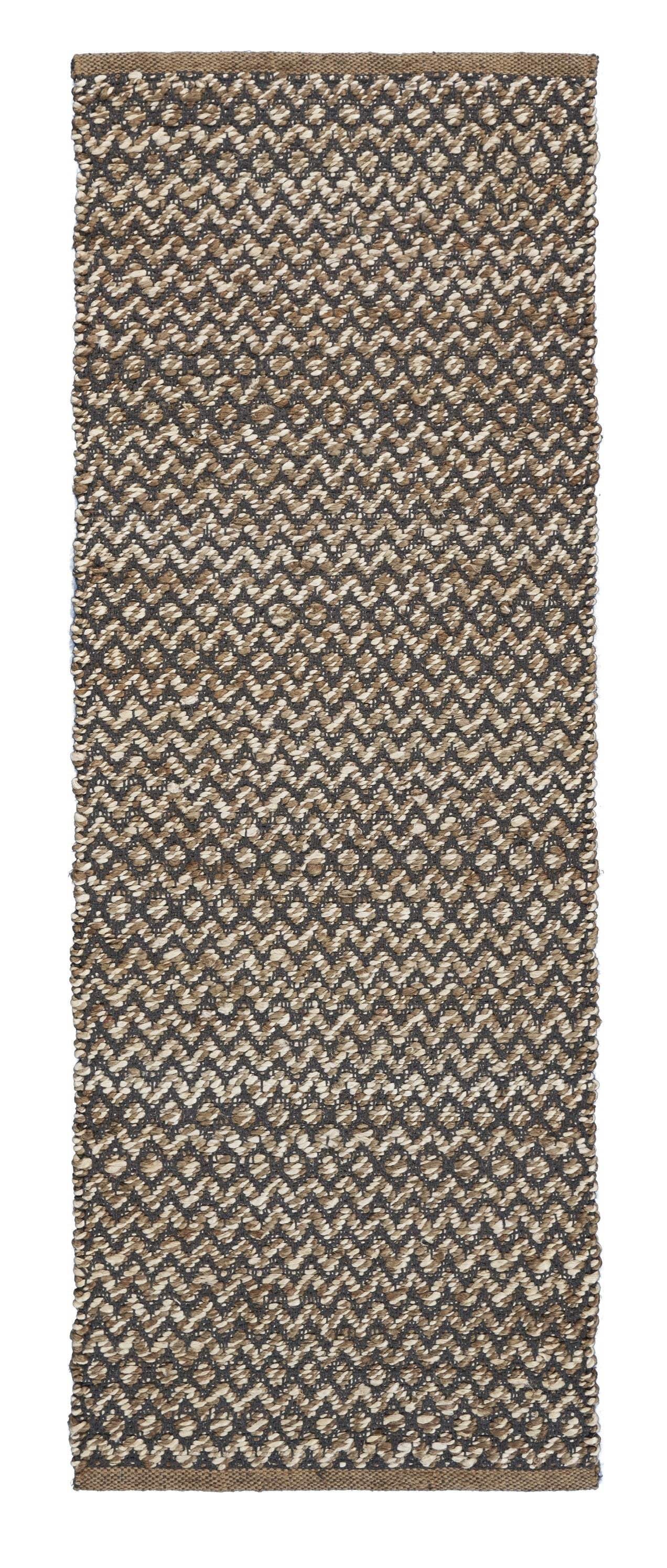 6' Natural and Gray Chevron Hand Woven Jute Runner Rug - Image 2