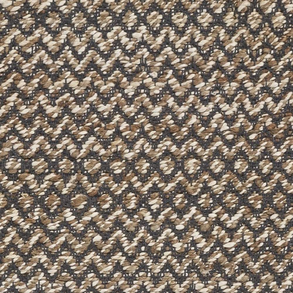 6' Natural and Gray Chevron Hand Woven Jute Runner Rug - Image 5