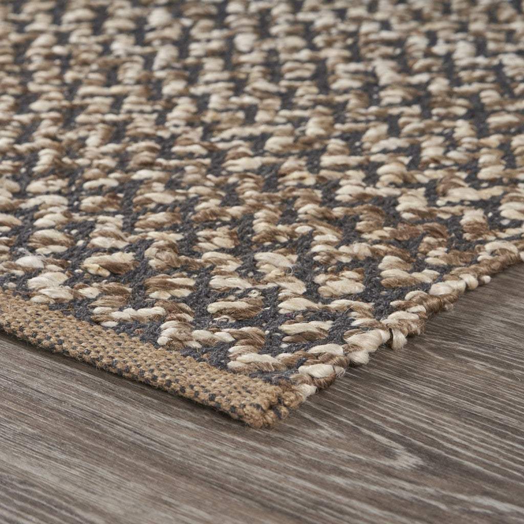 6' Natural and Gray Chevron Hand Woven Jute Runner Rug - Image 7