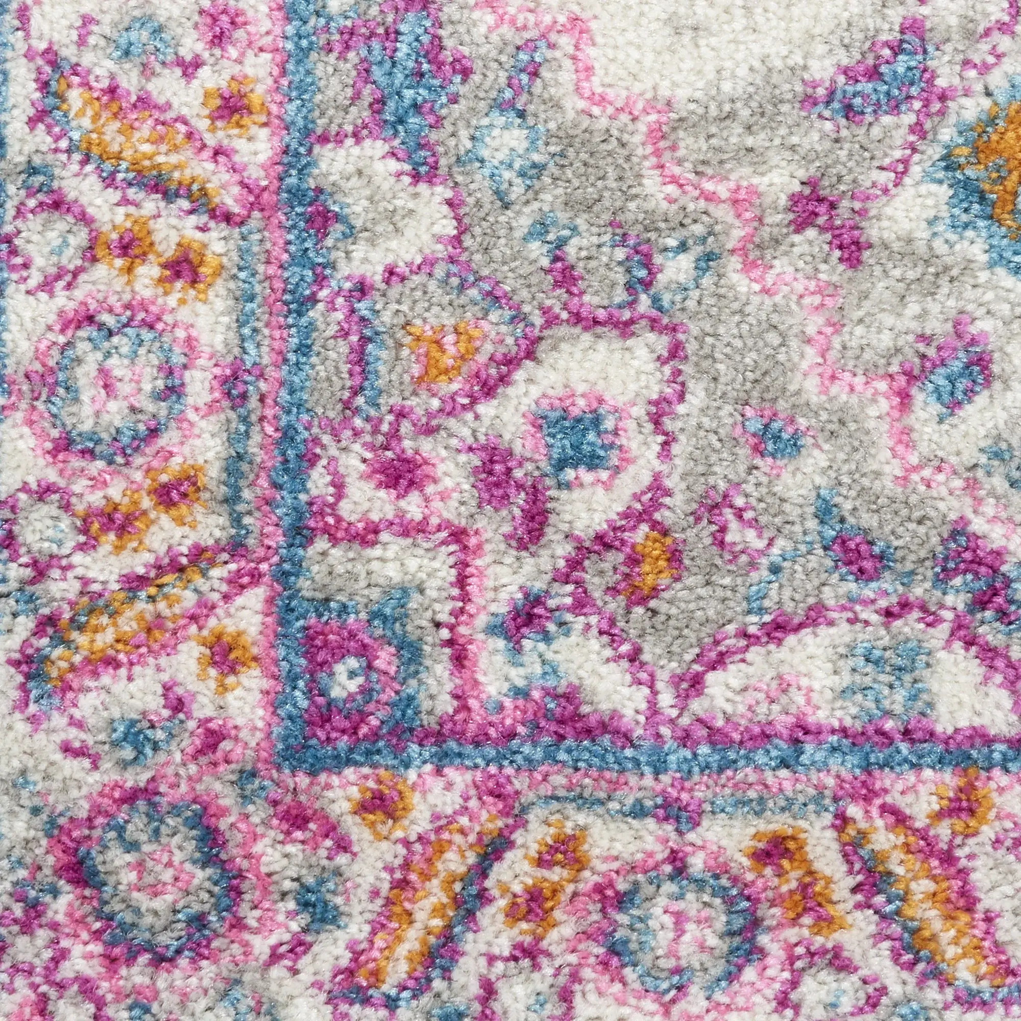 6' Pink And Gray Power Loom Runner Rug - Image 2