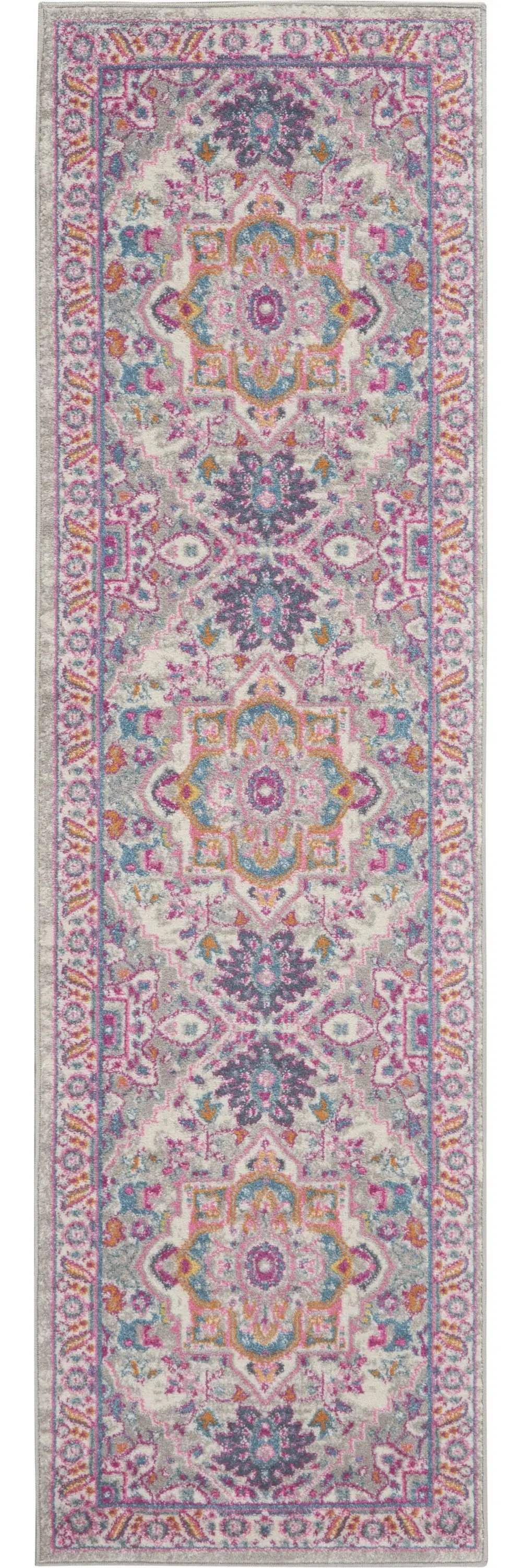 6' Pink And Gray Power Loom Runner Rug - Image 7