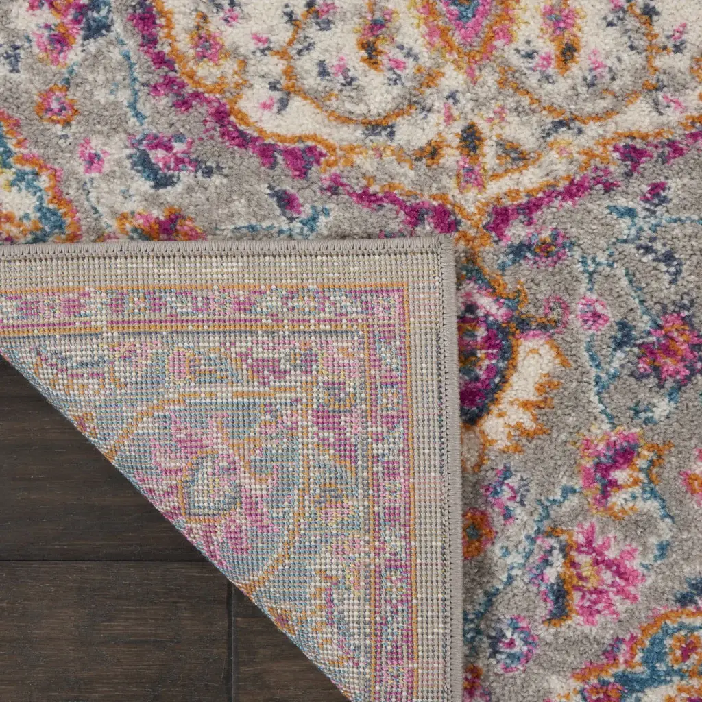 6' Pink And Gray Power Loom Runner Rug - Image 3
