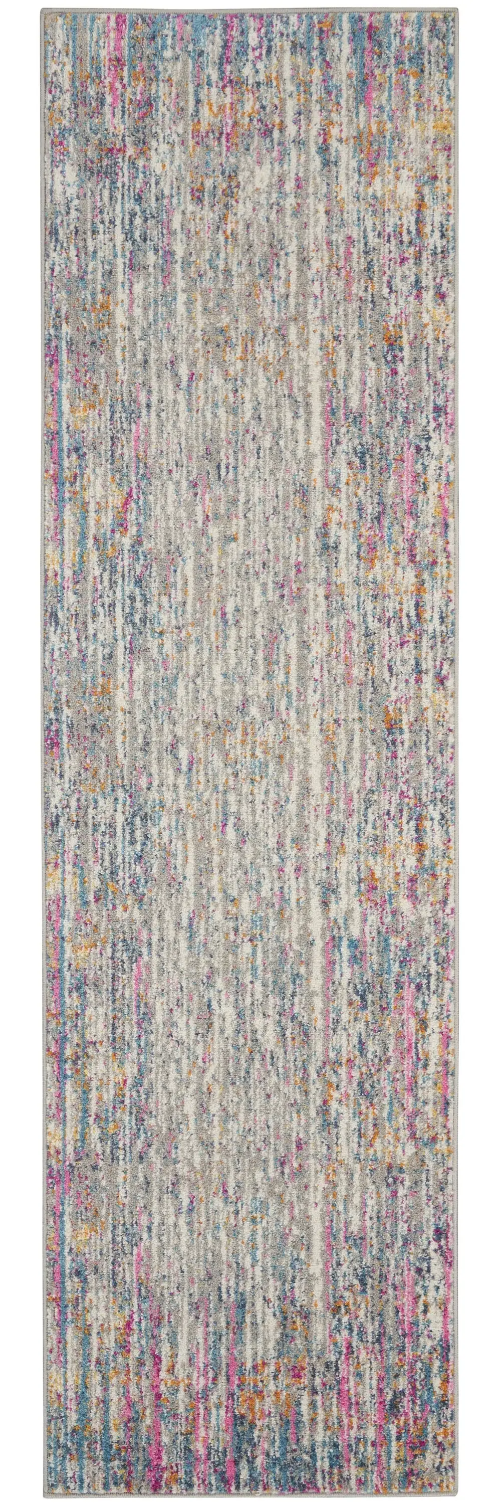 6' Pink And Ivory Abstract Power Loom Runner Rug - Image 7