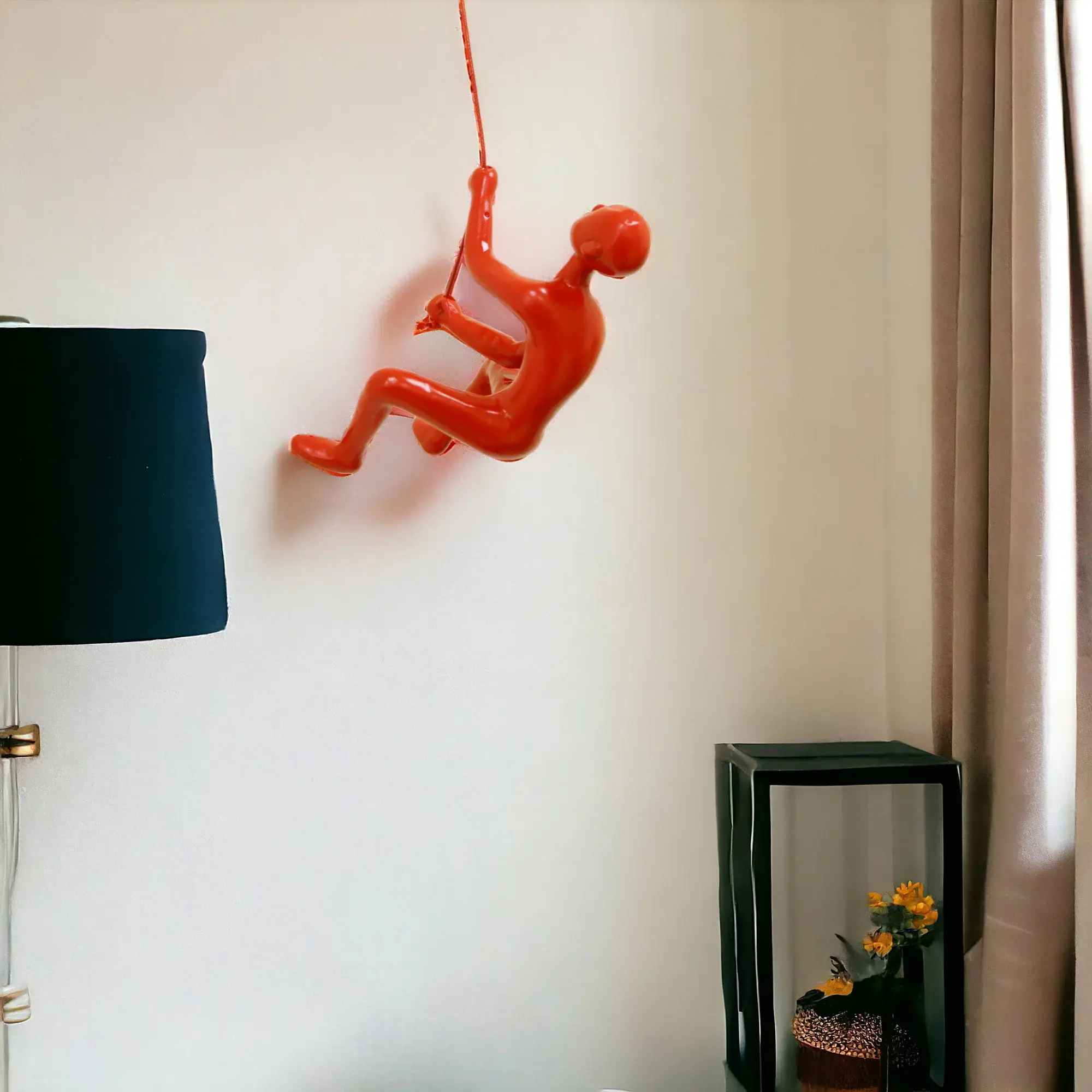 6" Red Unique Climbing Man With Rope Wall Art - Image 2