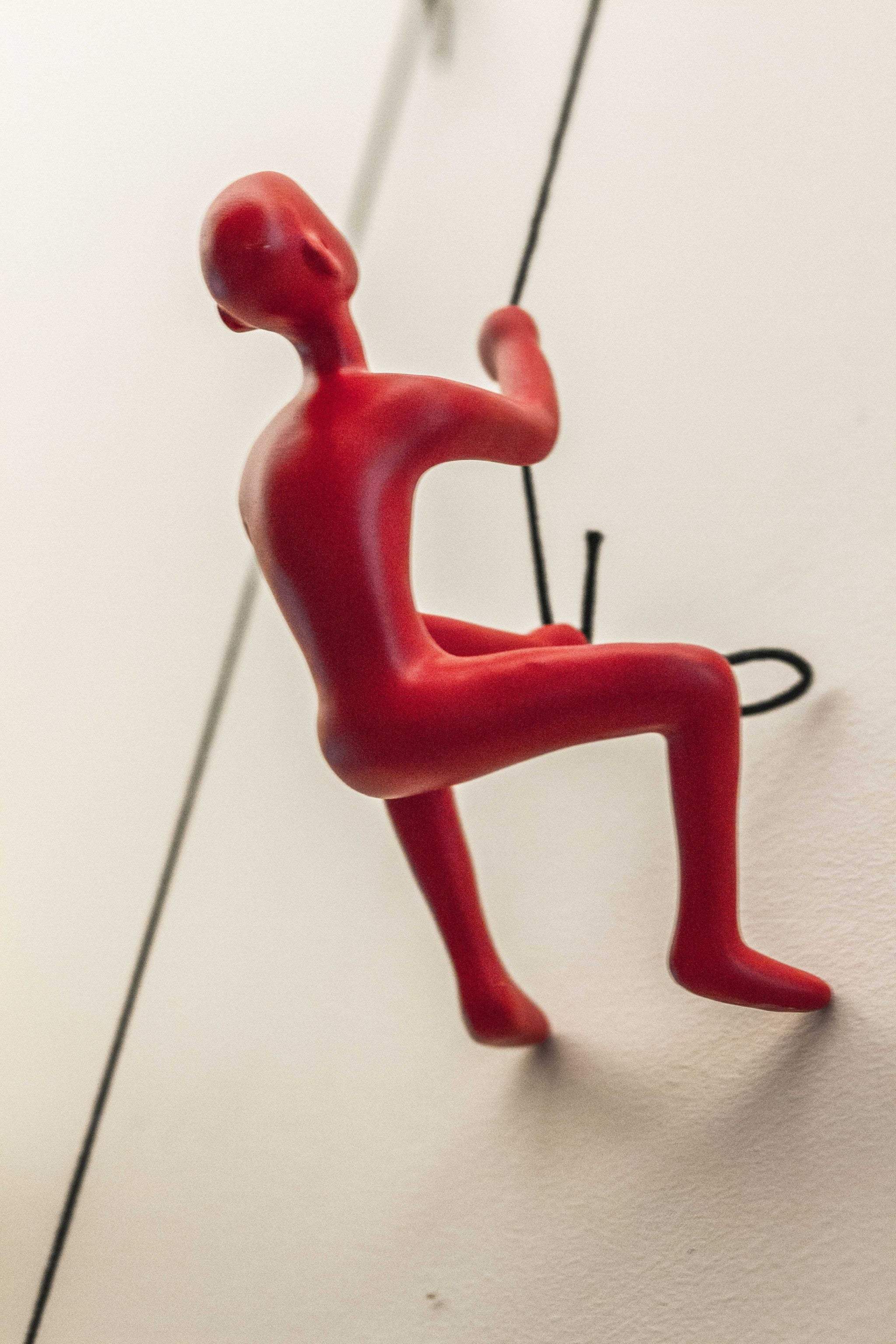 6" Red Unique Climbing Man With Rope Wall Art - Image 5