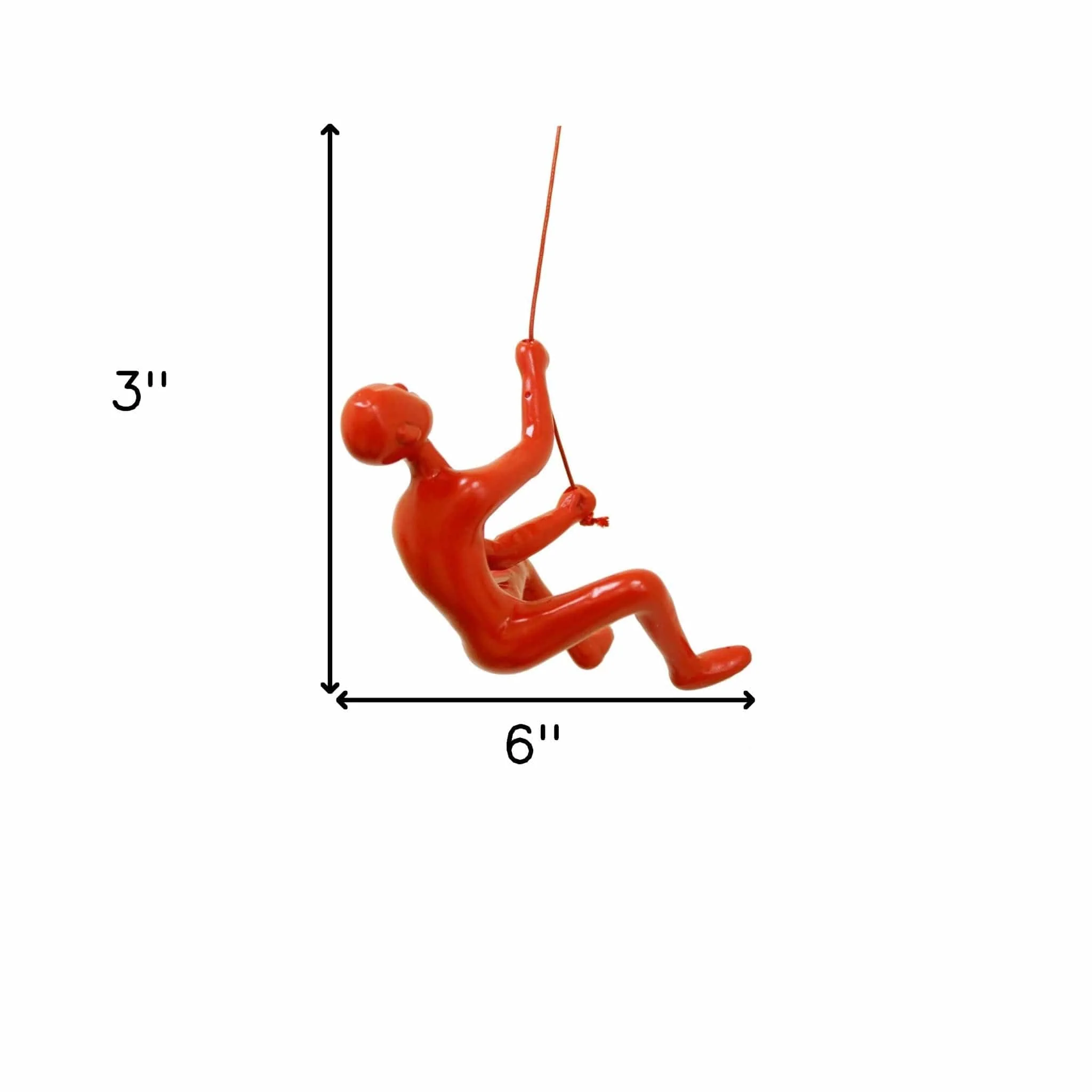 6" Red Unique Climbing Man With Rope Wall Art - Image 7