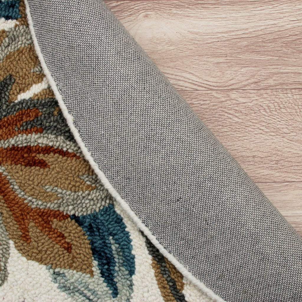 6' Round Blue and White Tropical Area Rug - Image 2