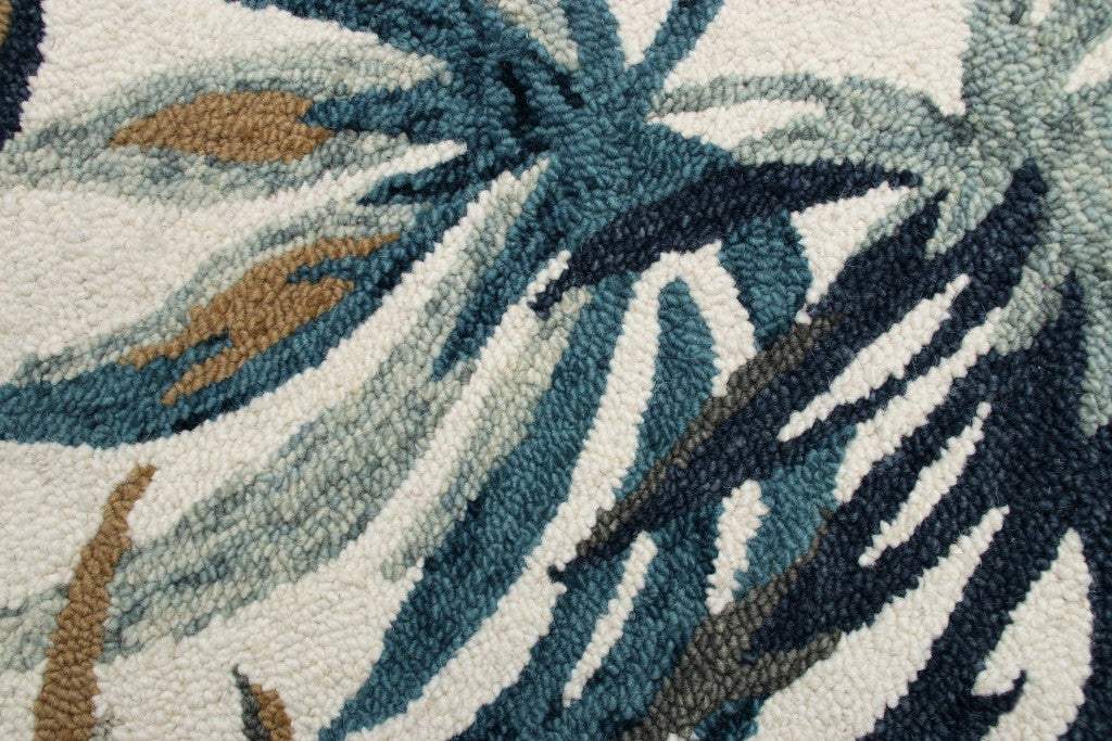 6' Round Blue and White Tropical Area Rug - Image 8