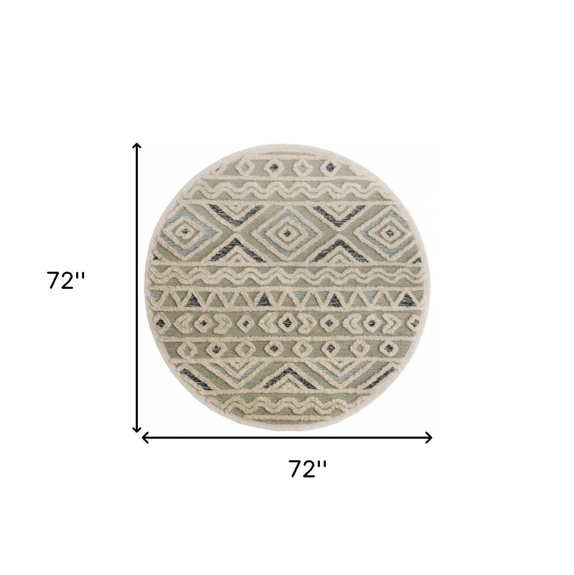 6' Round Cream Modern Geometric Area Rug - Image 5