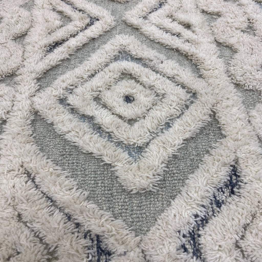 6' Round Cream Modern Geometric Area Rug - Image 6