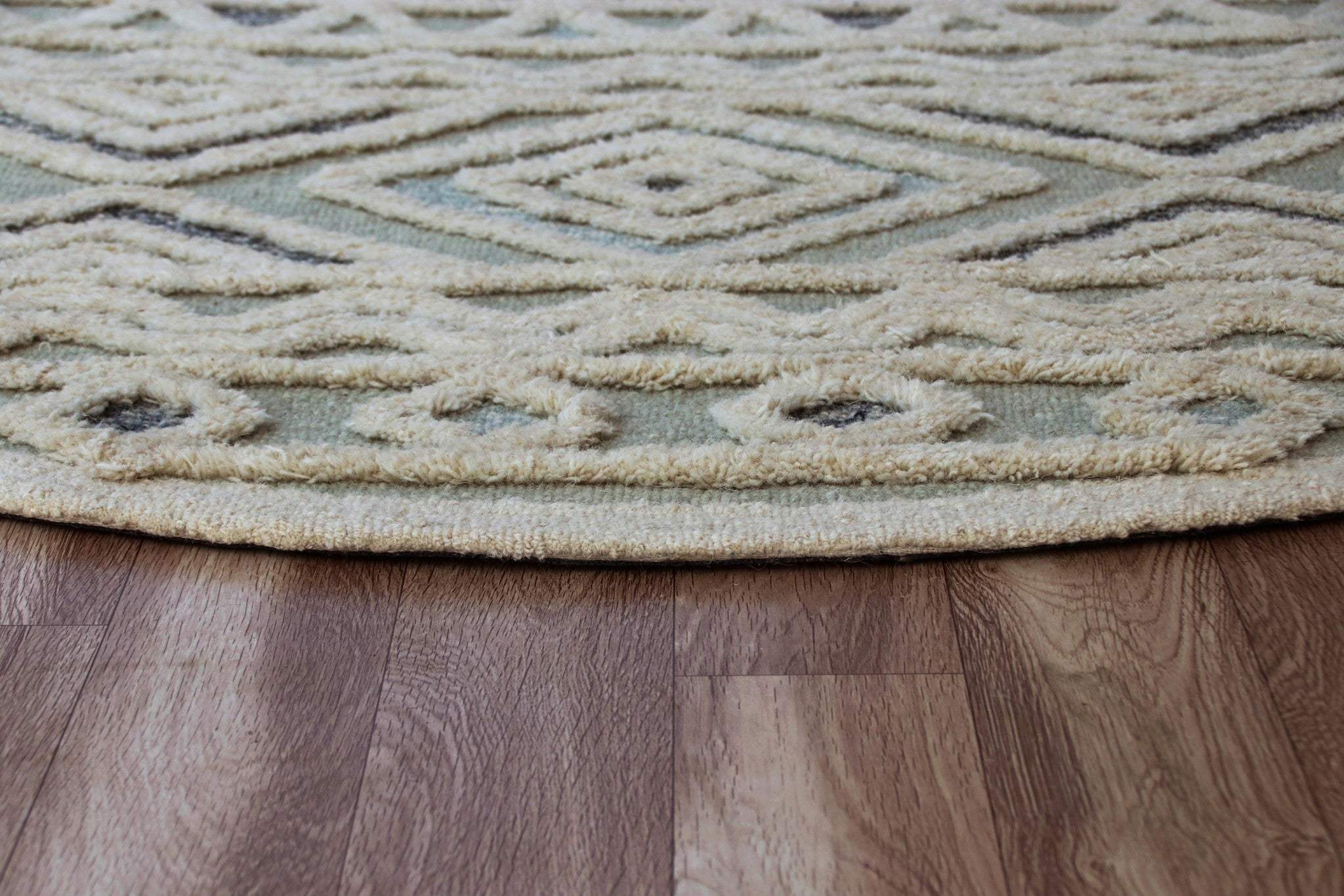 6' Round Cream Modern Geometric Area Rug - Image 8