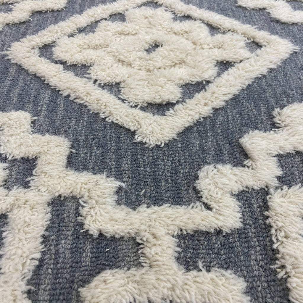 6' Round Gray and Cream Geometric Area Rug - Image 8