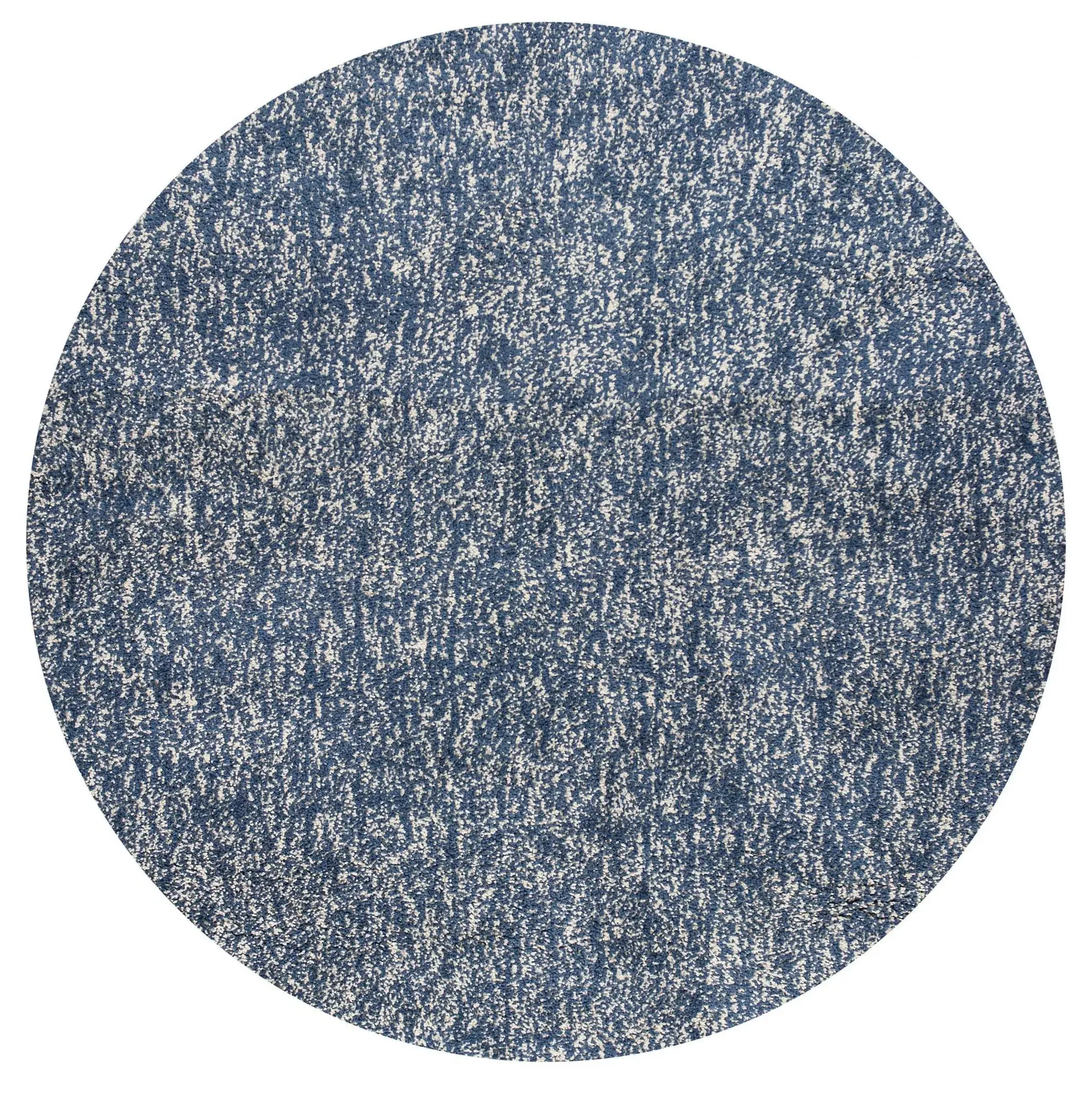 6' Round Indigo Or Ivory Heather Plain Indoor Area Rug - Image 2
