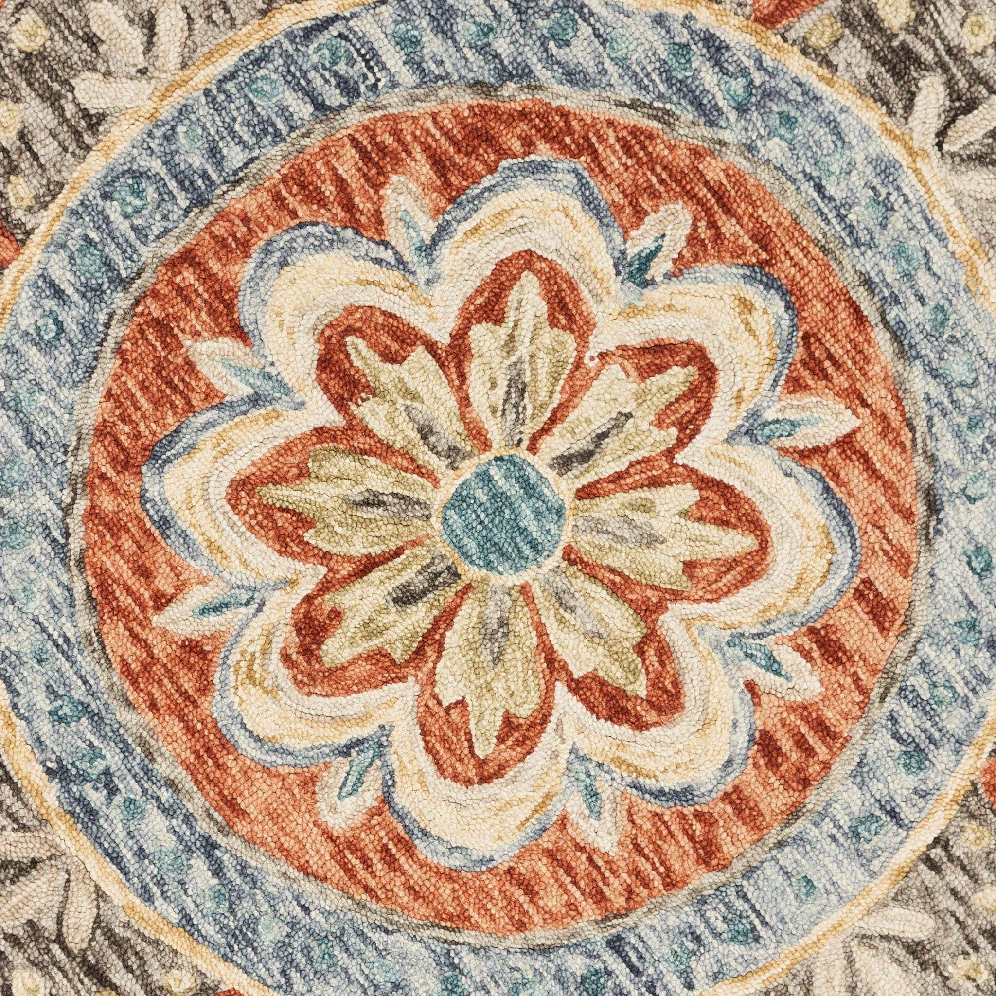 6' Round Orange Scalloped Edge Area Rug - Image 8