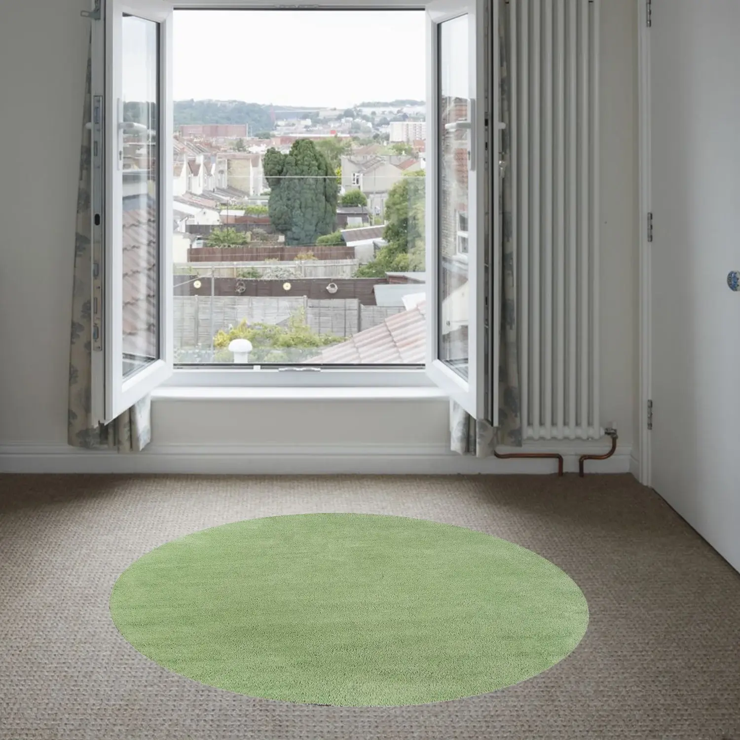 6' Round Spearmint Green Plain Indoor Area Rug - Image 3