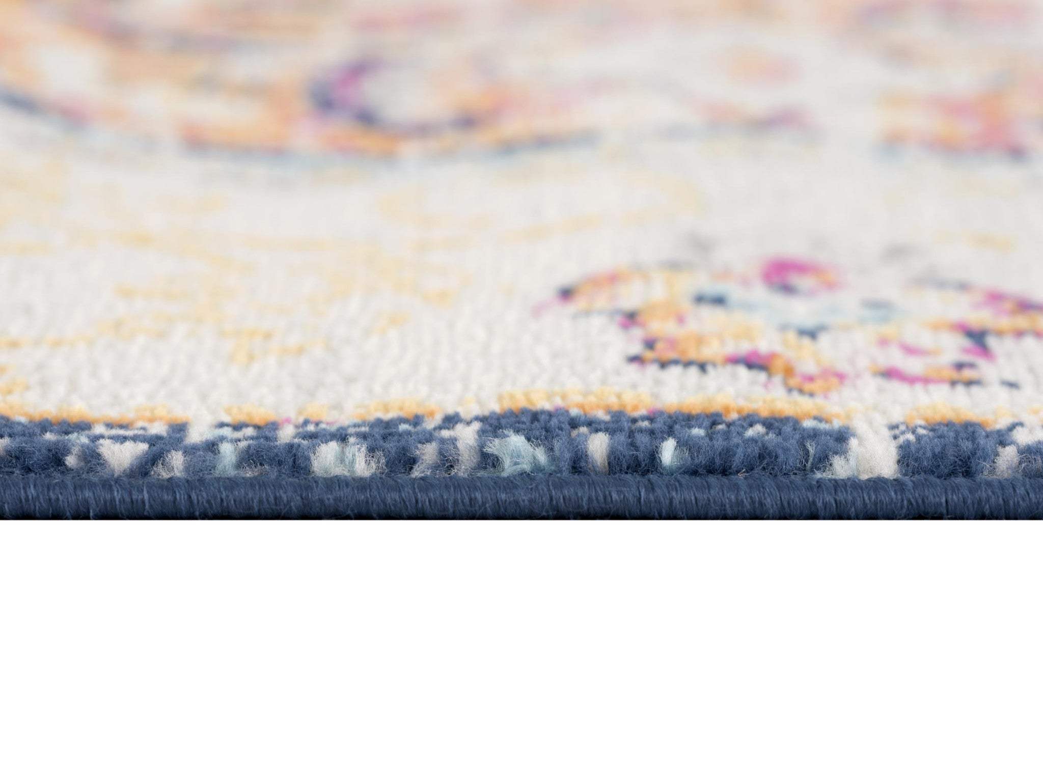 6' Runner Blue and Beige Medallion Area Rug - Image 5