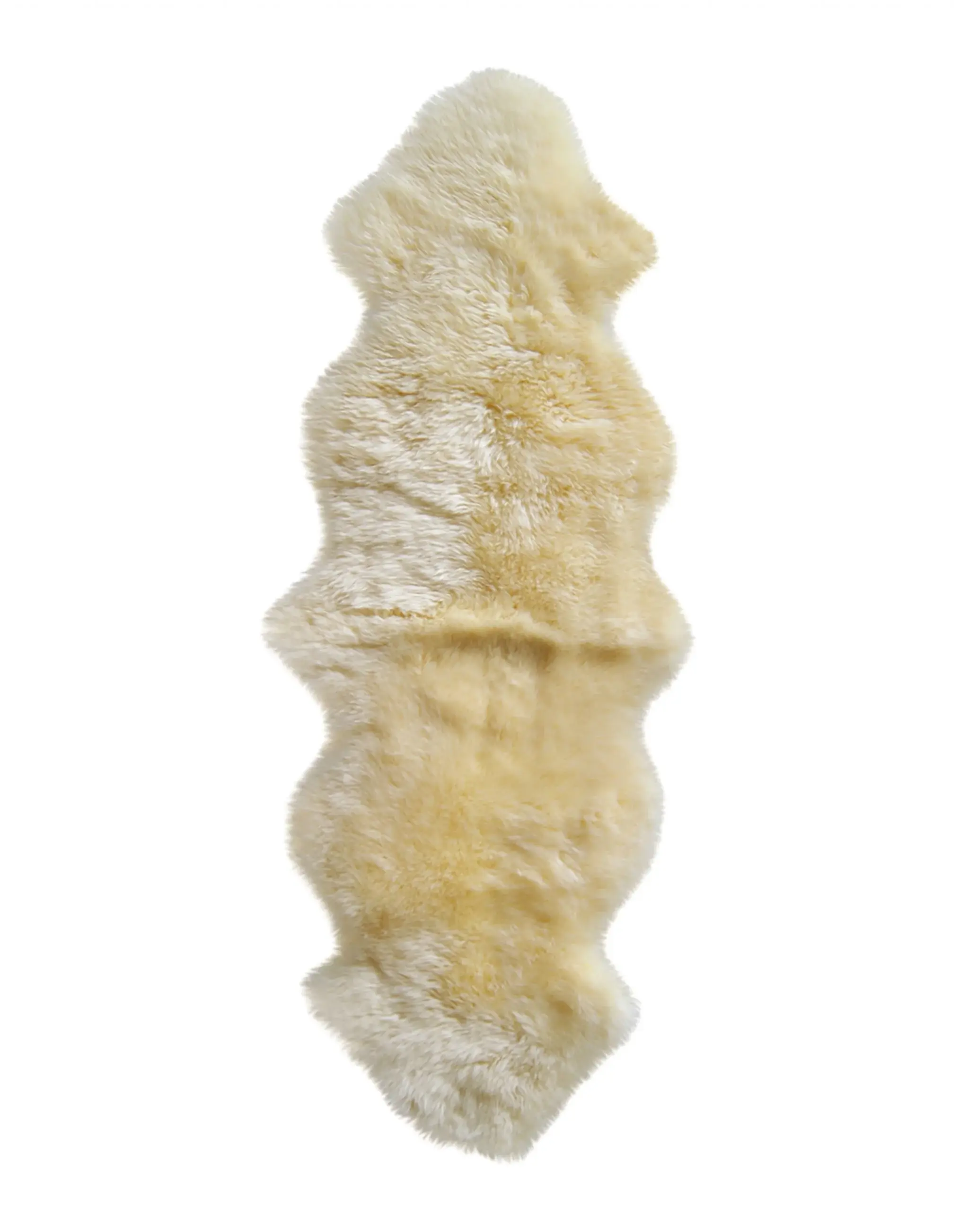 6' Runner Gold and White Wool Shag Sheepskin Area Rug - Image 2