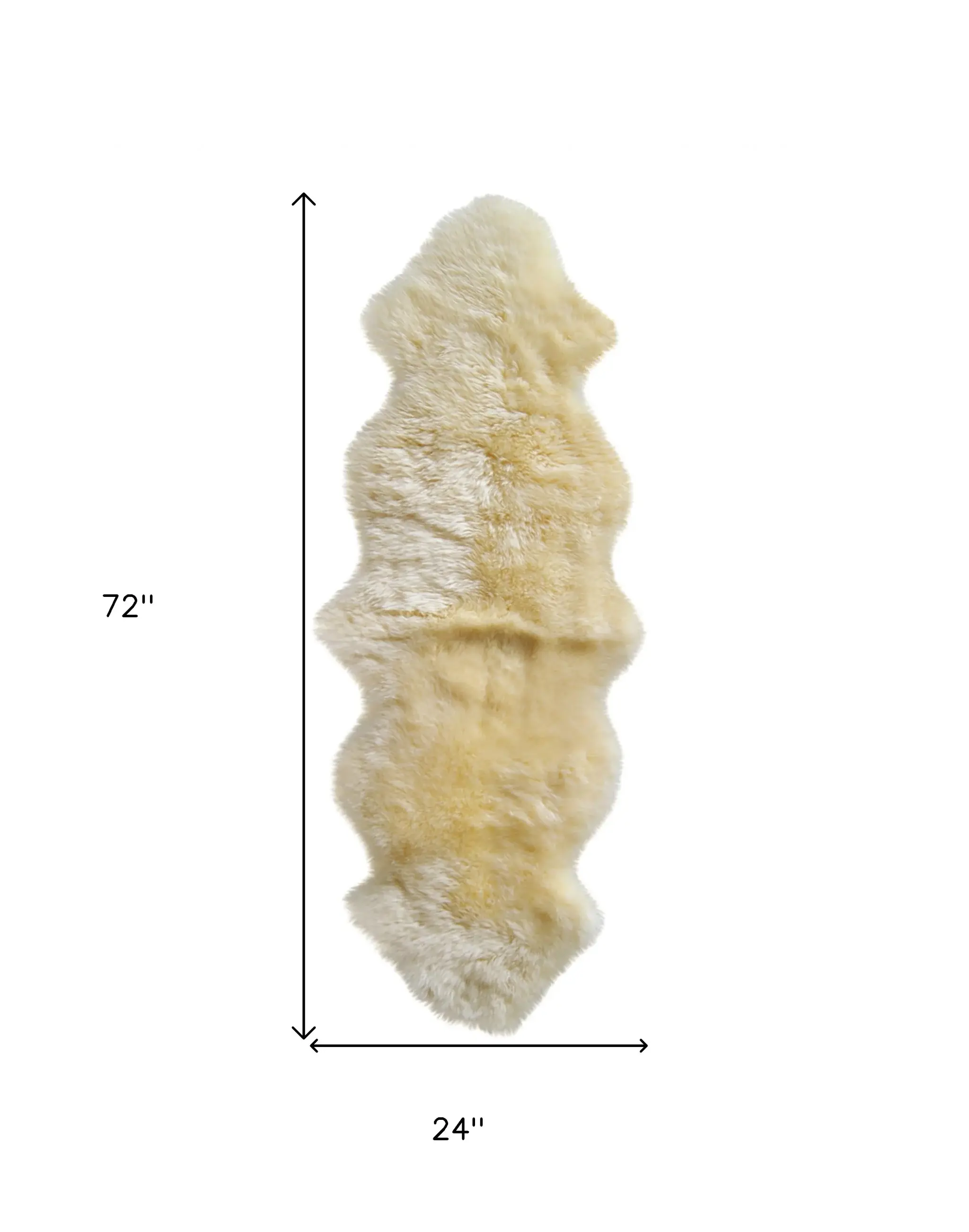 6' Runner Gold and White Wool Shag Sheepskin Area Rug - Image 3