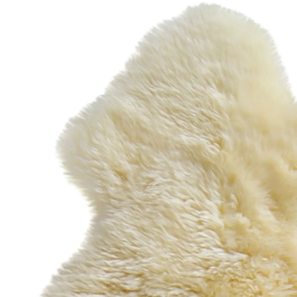 6' Runner Gold and White Wool Shag Sheepskin Area Rug - Image 4