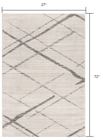 6' Runner Gray and Ivory Geometric Runner Rug - Image 3