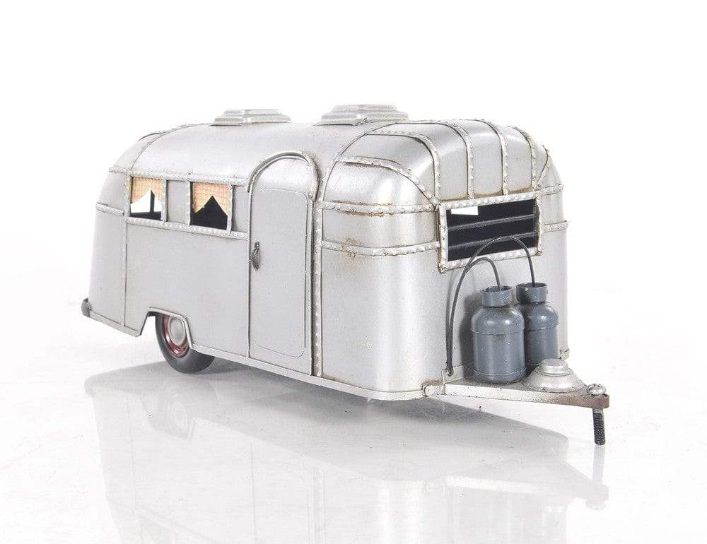 6" Silver Metal Silver Camping Trailer Truck Hand Painted Decorative Truck - Image 4