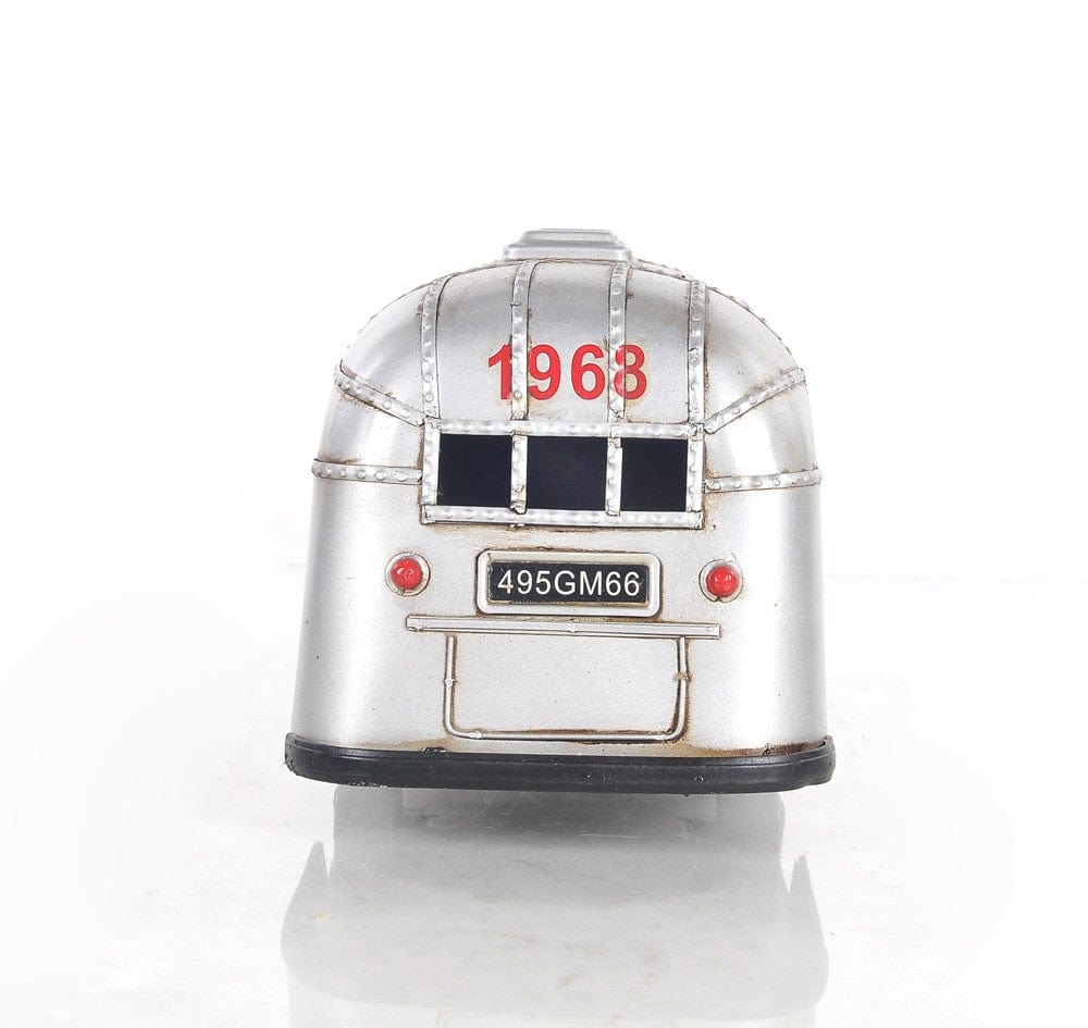 6" Silver Metal Silver Camping Trailer Truck Hand Painted Decorative Truck - Image 8