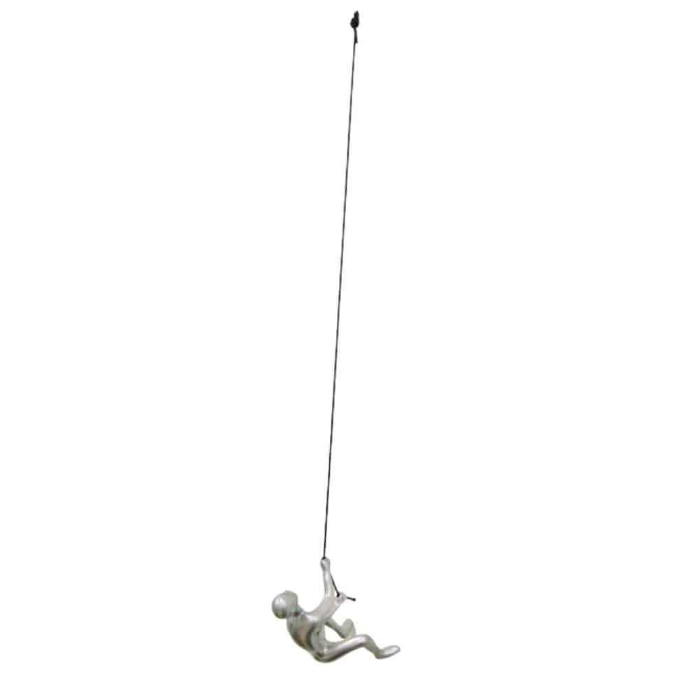 6" Silver Unique Climbing Man With Rope Wall Art - Image 2