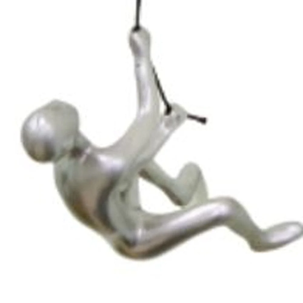 6" Silver Unique Climbing Man With Rope Wall Art - Image 4