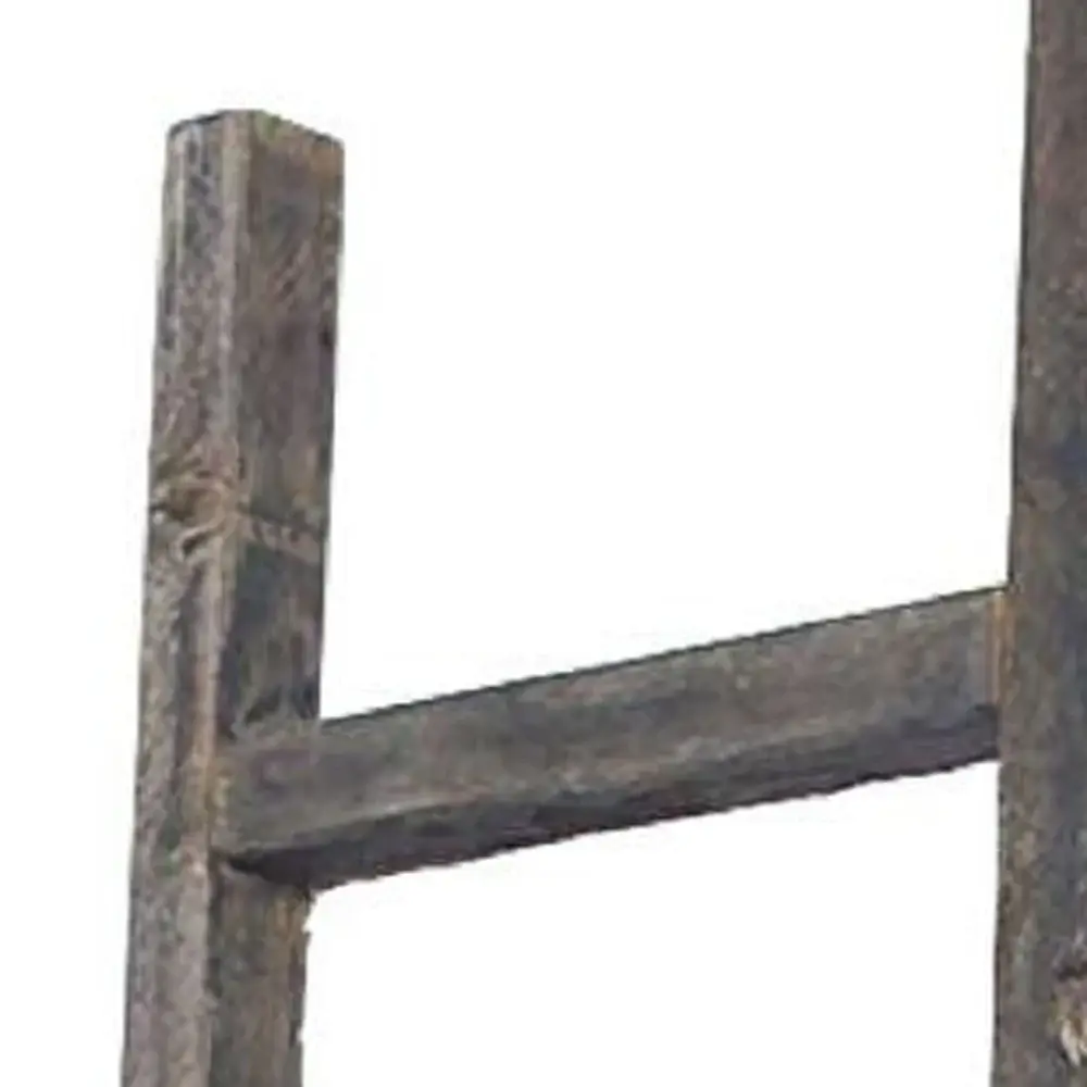 6 Step Rustic Smoky Black Wood Ladder Shelf - Image 3