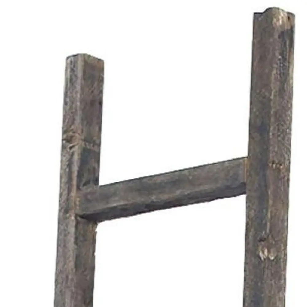 6 Step Rustic Smoky Black Wood Ladder Shelf - Image 4