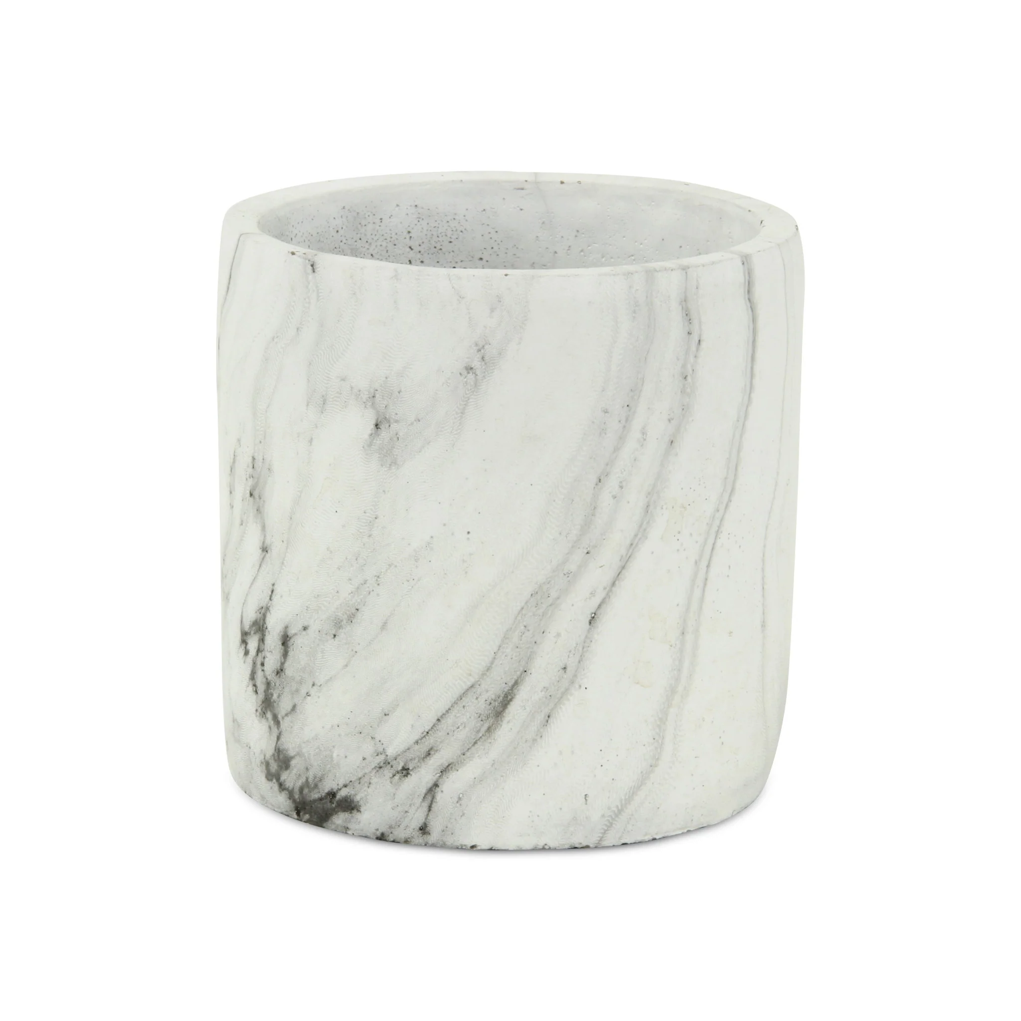 6" White and Gray Marbleized Ceramic Indoor Outdoor Round Pot Planter - Image 2