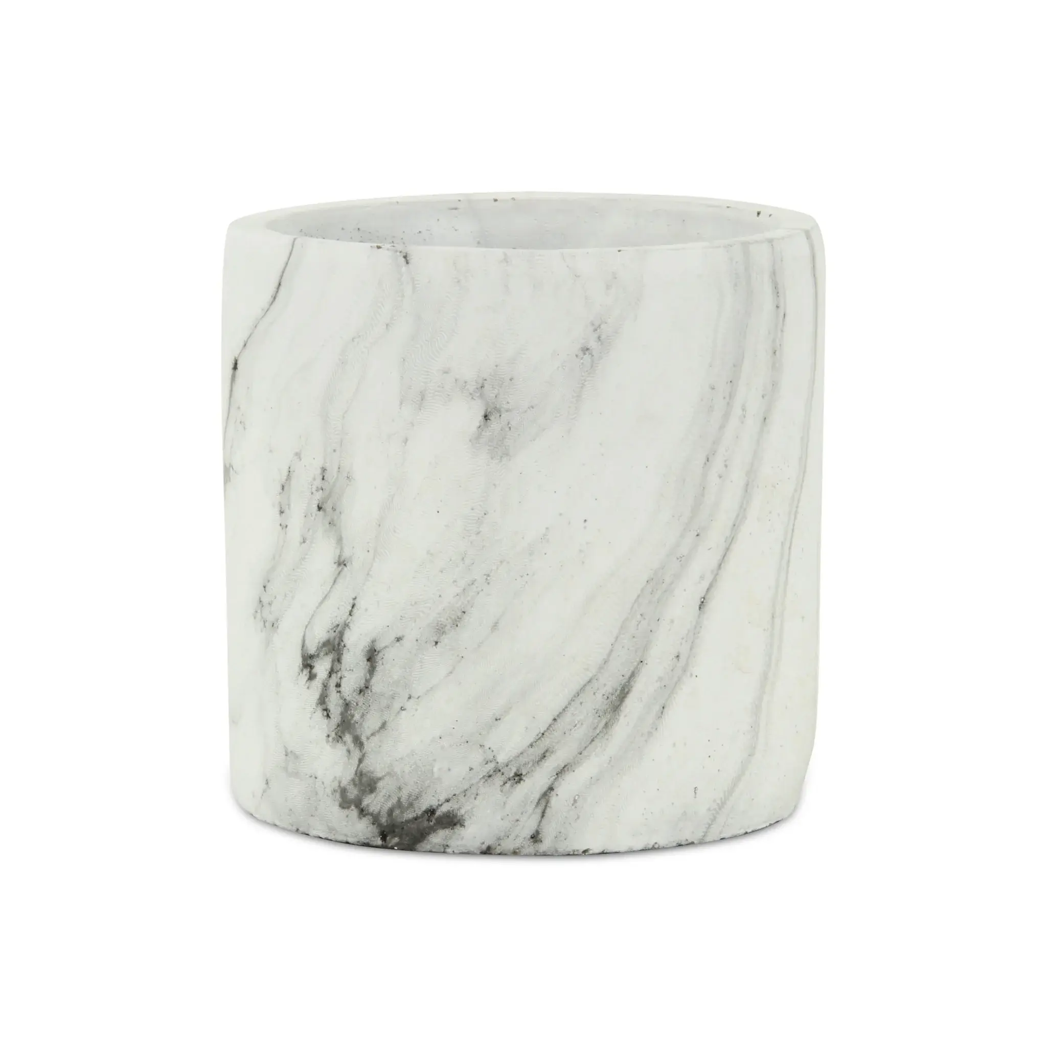 6" White and Gray Marbleized Ceramic Indoor Outdoor Round Pot Planter - Image 3