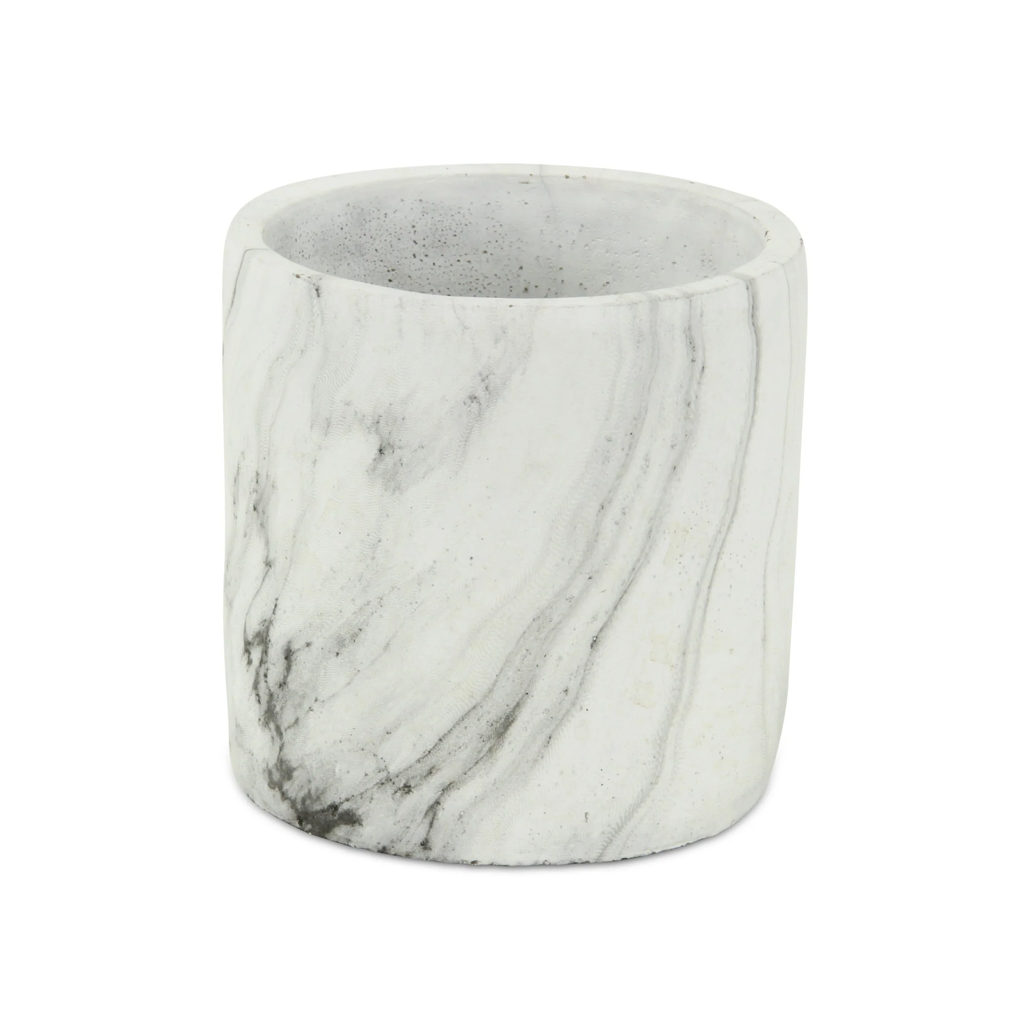 6" White and Gray Marbleized Ceramic Indoor Outdoor Round Pot Planter - Image 4
